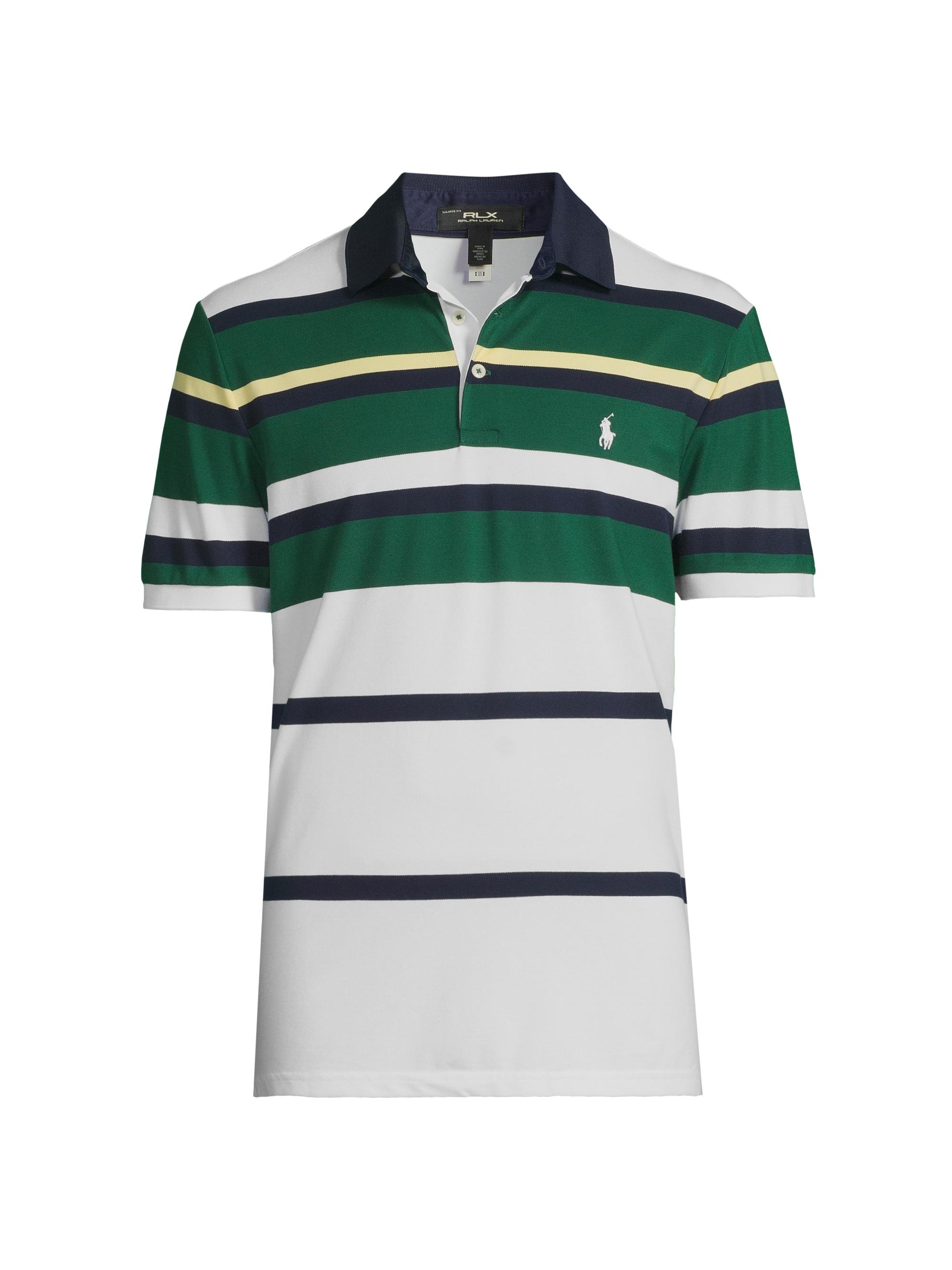 RLX Ralph Lauren Men's Tailored-Fit Performance Polo Shirt - Kelly Green Multi