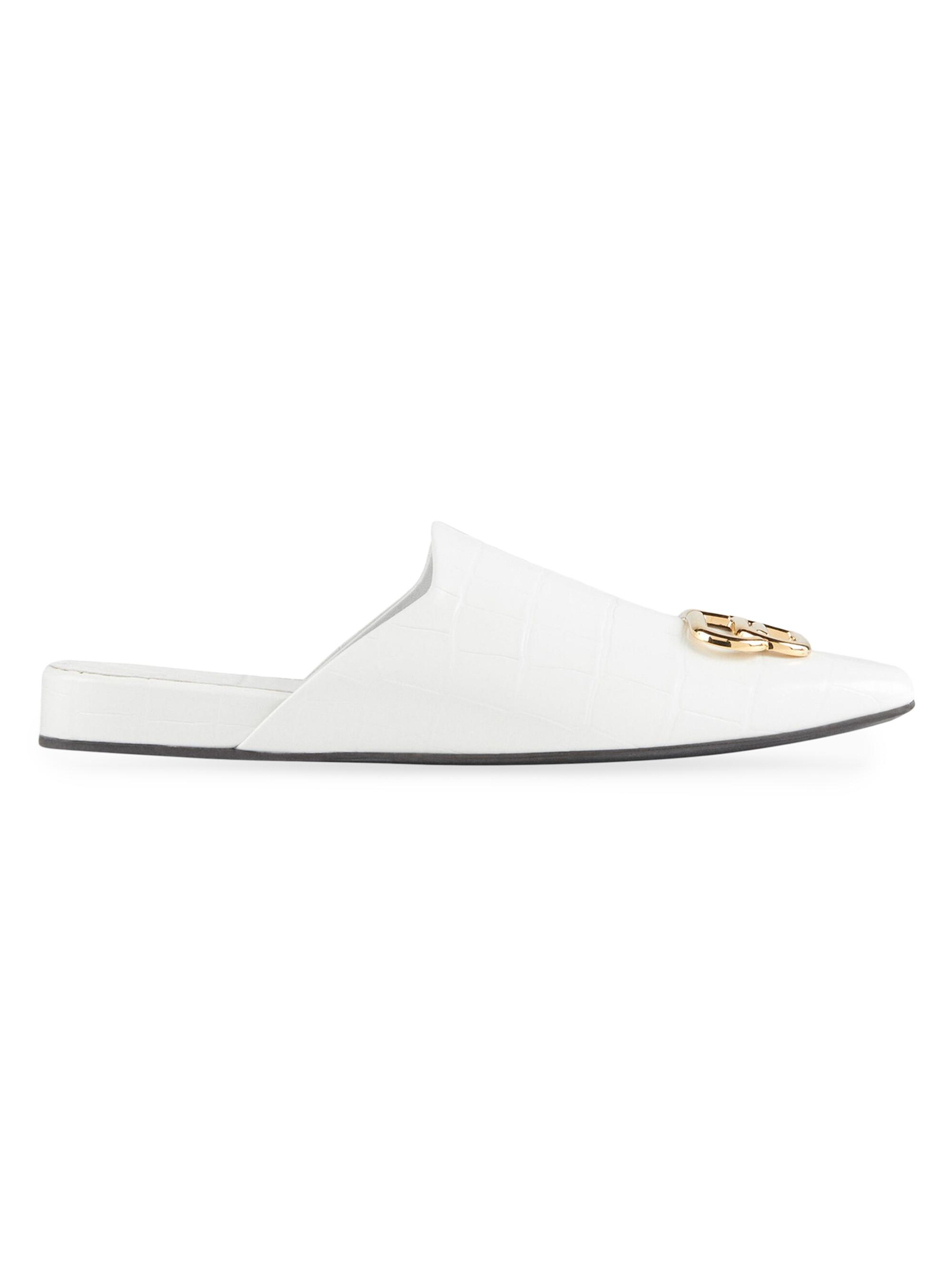 Balenciaga Women's Cosy BB Mules - White Gold