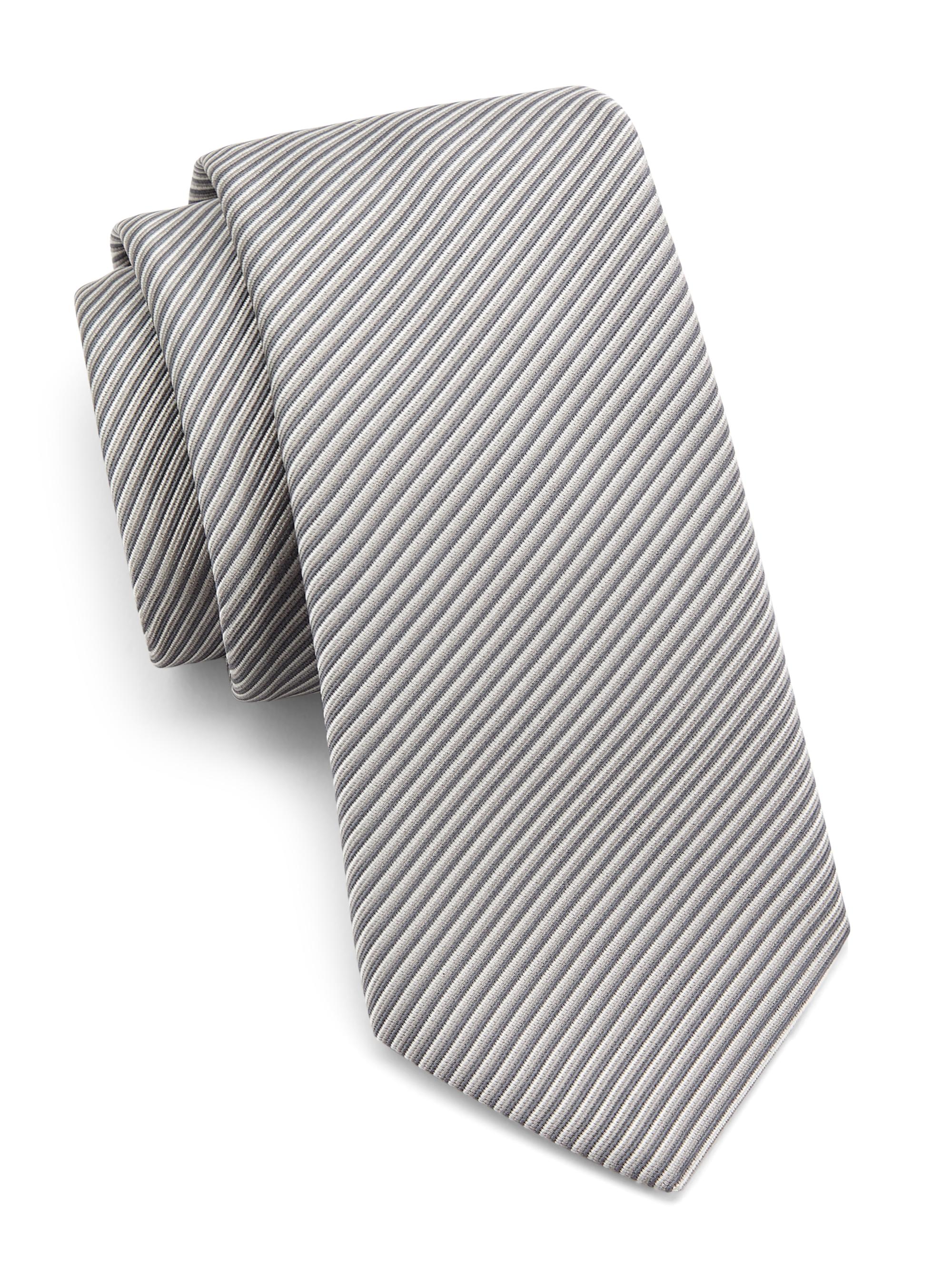 Giorgio Armani Men's Striped Silk Tie - Pearl - Men's Clothing