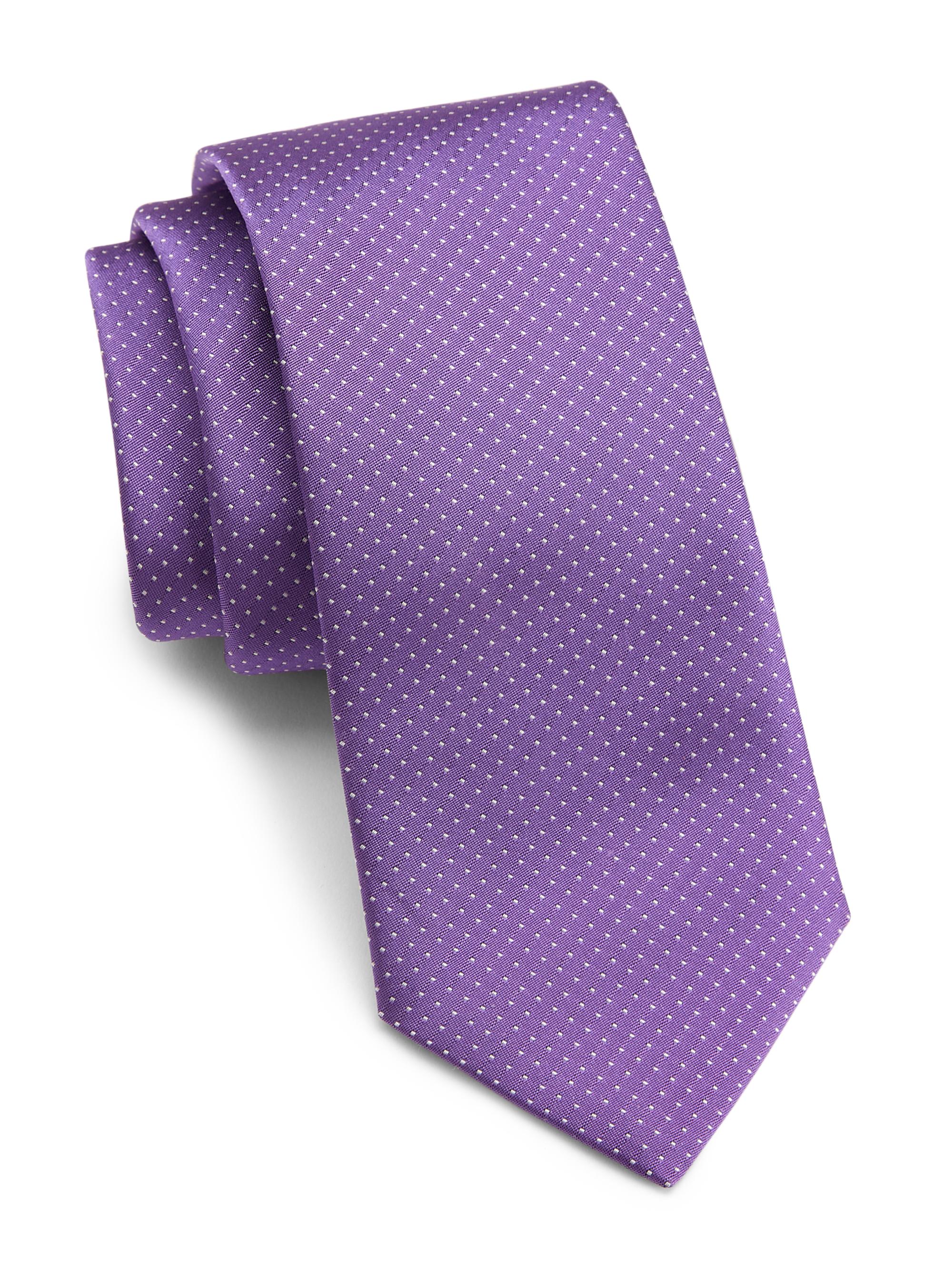 Giorgio Armani Men's Dot-Patterned Silk Tie - Violet