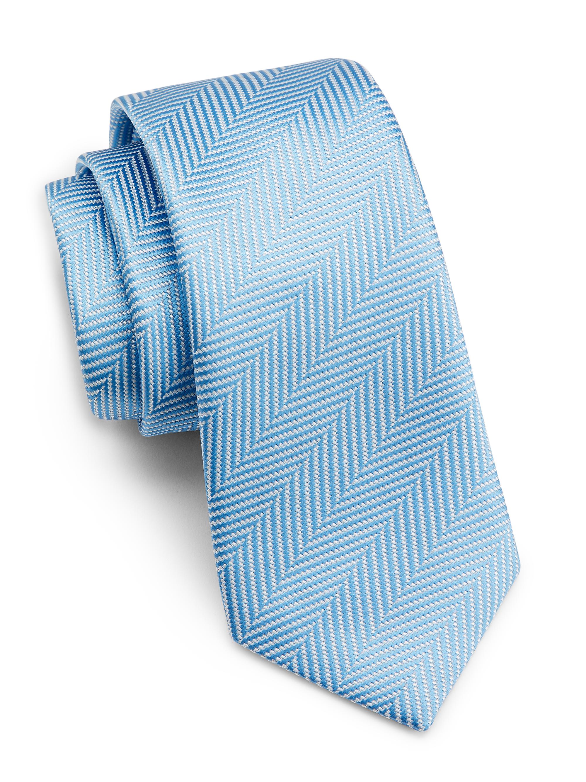 Giorgio Armani Men's Chevron Silk Tie - Light Blue | Thumbnail 3