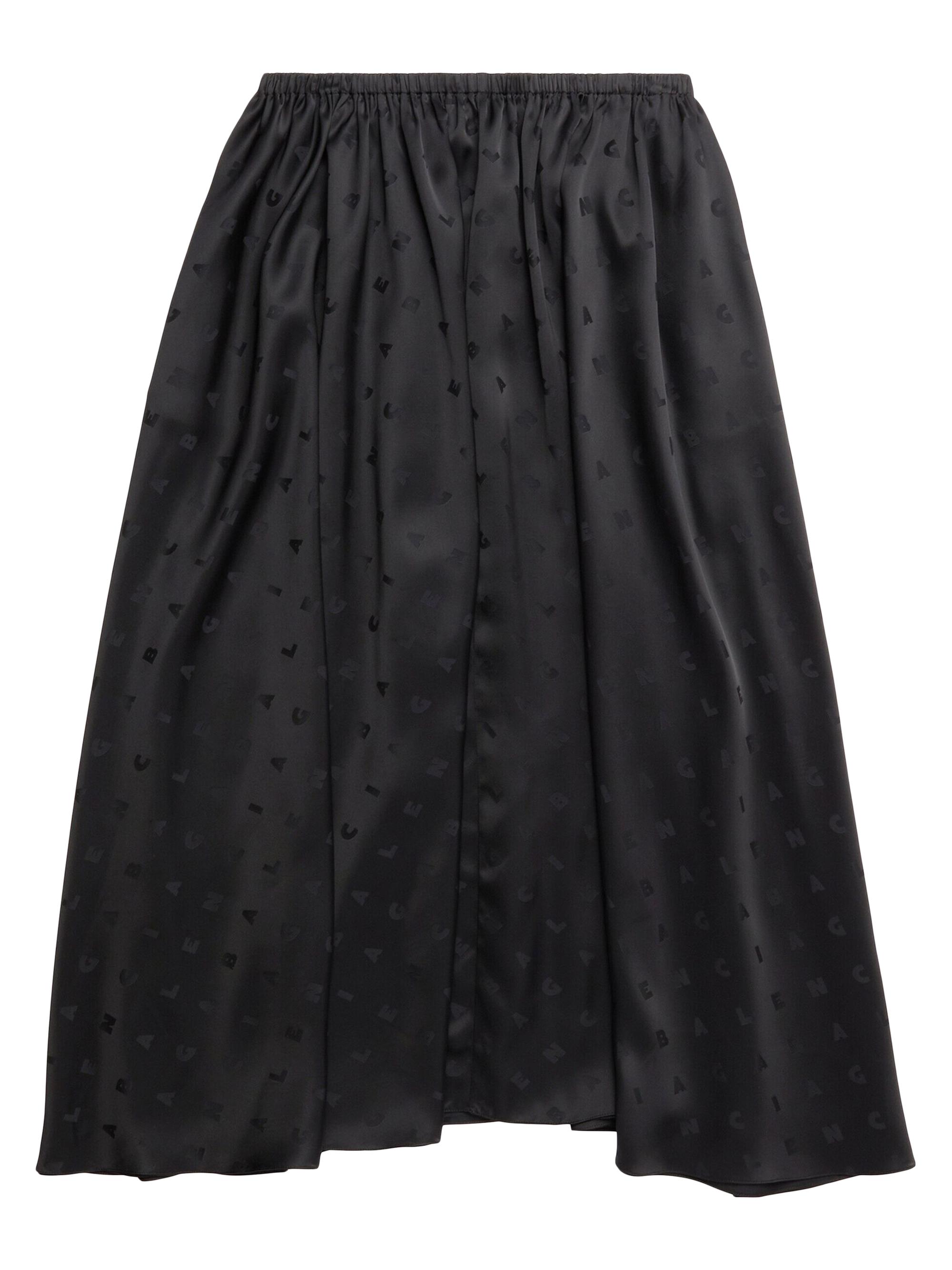 Balenciaga Women's Logo Letters All Over Elastic Skirt - Black