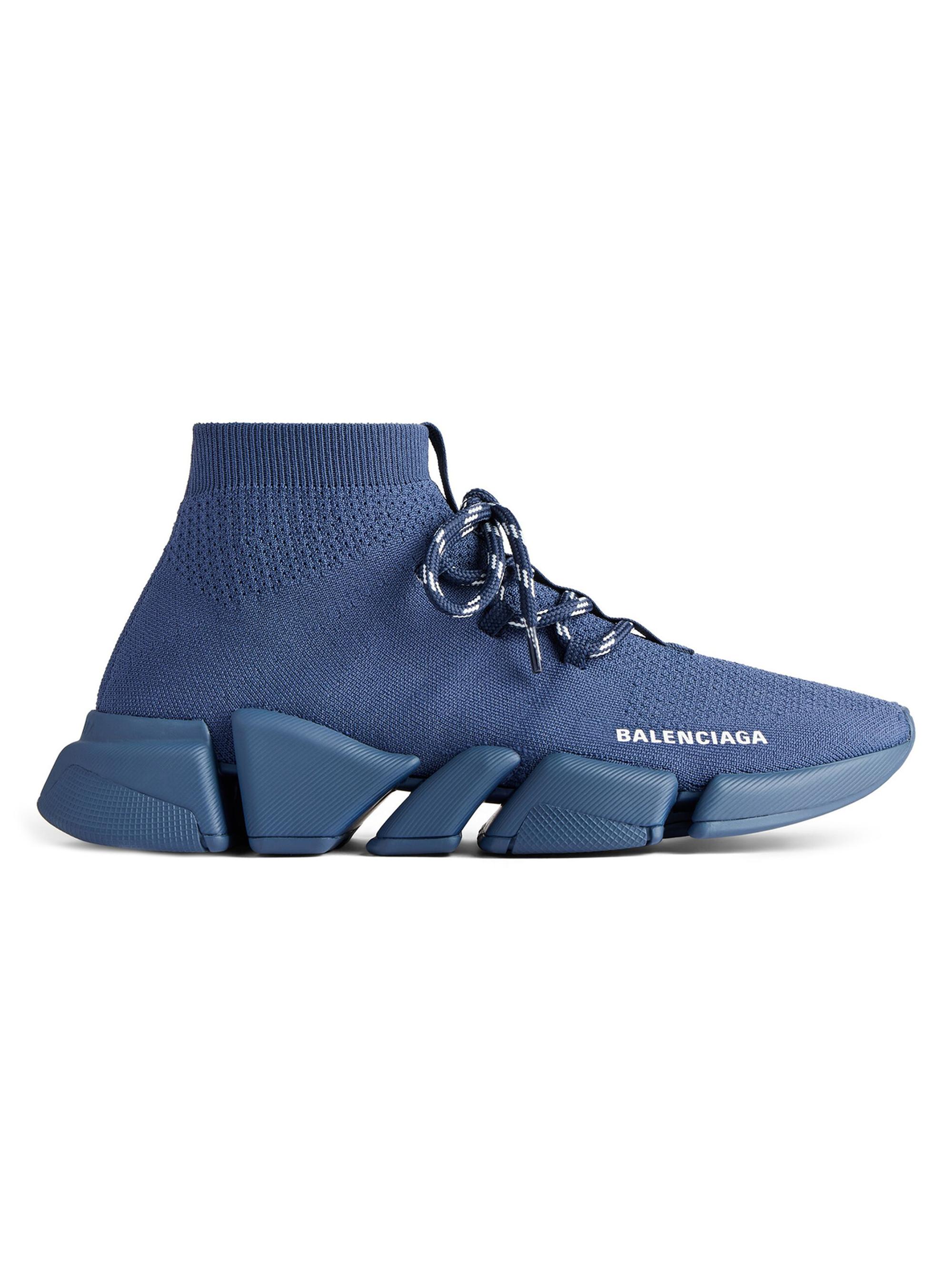 Balenciaga Men's Speed 2.0 Lace-Up Recycled Knit Sneakers - Beige