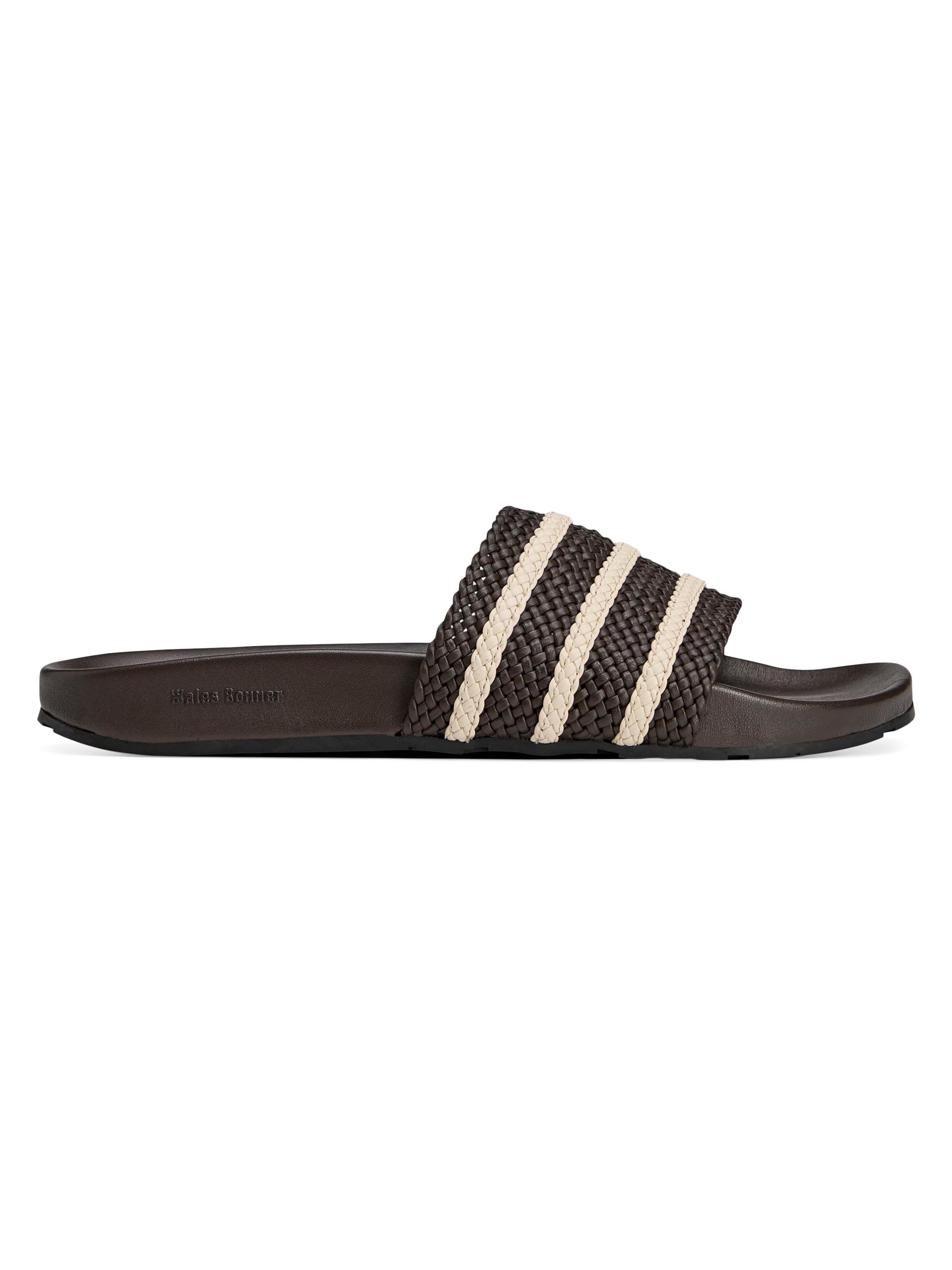adidas Men's  x Wales Bonner Adilette Woven Leather Slides - Dark Brown  Sandals