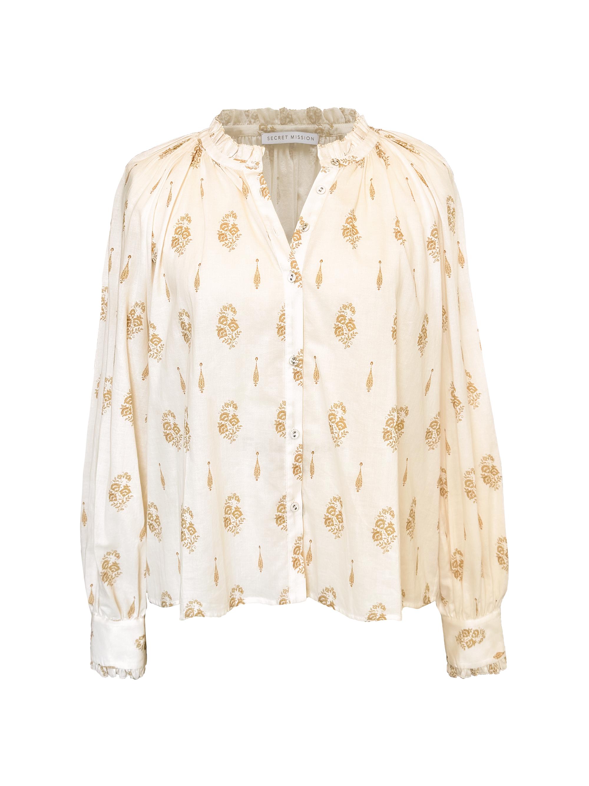 Secret Mission Women's South Hampton Lorien Floral Cotton Blouse - Antique Creme