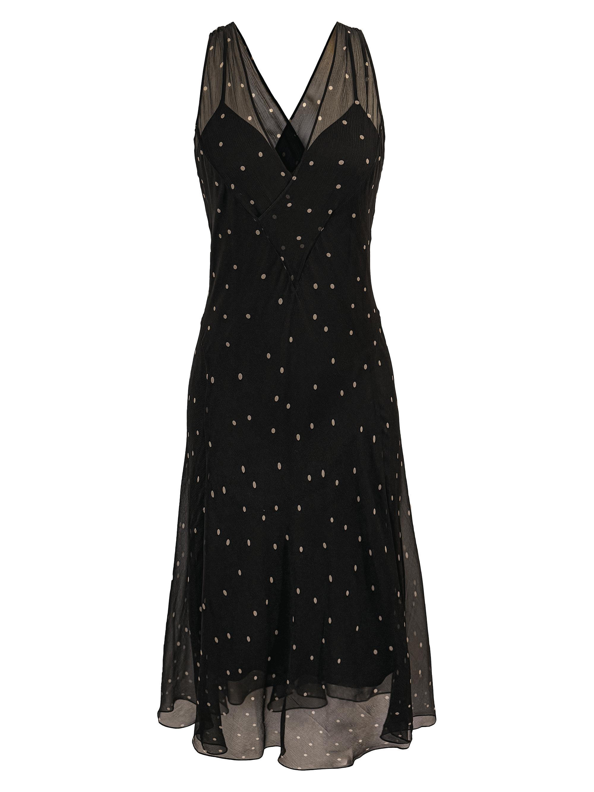 Secret Mission Women's Soho Twila Polka Dot Crinkle Silk Midi-Dress - Black Polka Dot