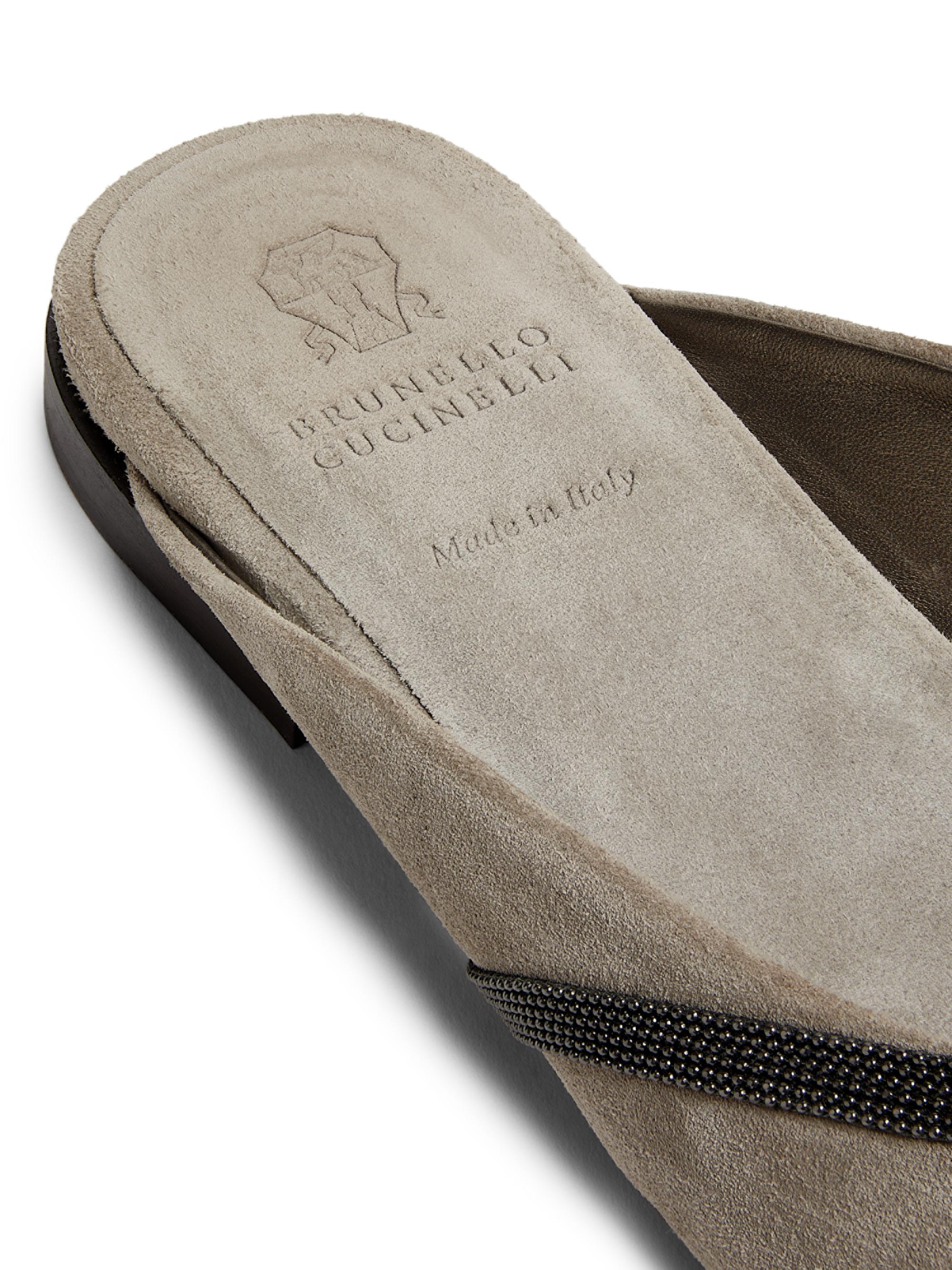 Brunello Cucinelli Monili-Trimmed Suede Mules | Saks Fifth Avenue