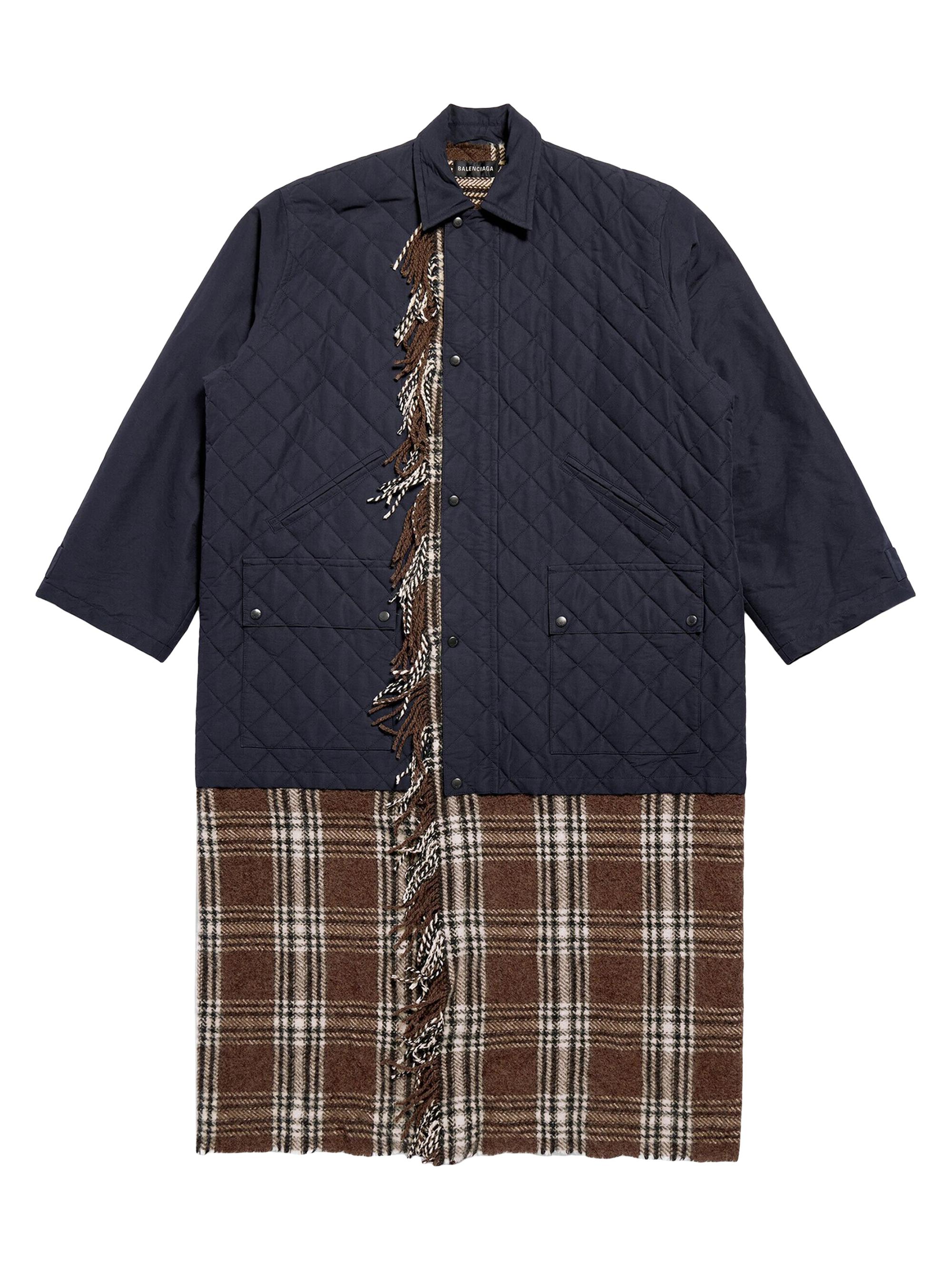 Balenciaga Men's Layered Parka Jacket - Dark Blue Multi