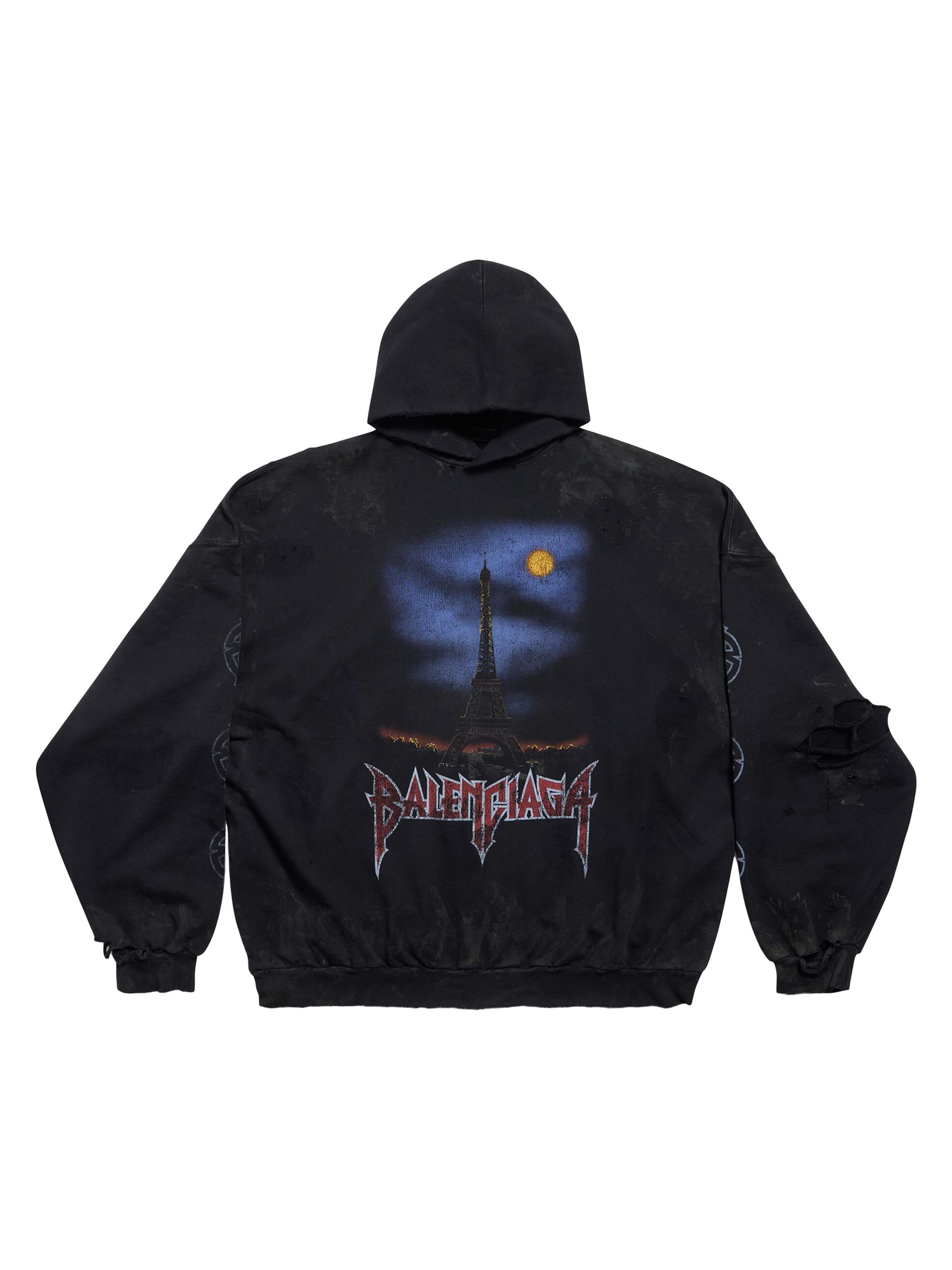 Balenciaga Men's Paris Moon Large Fit Hoodie - Black