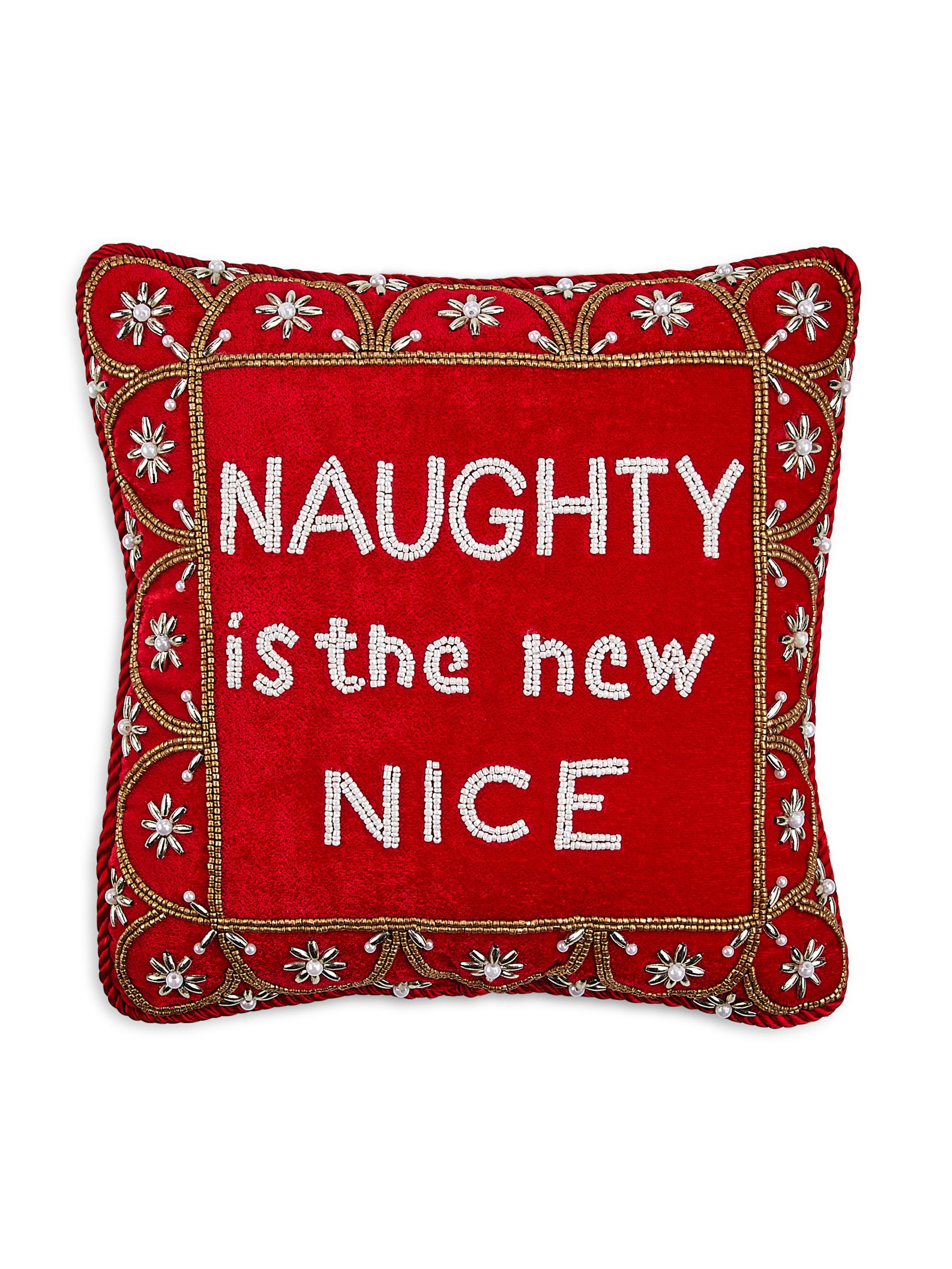 Sudha Pennathur Naughty Is The New Nice Beaded Pillow