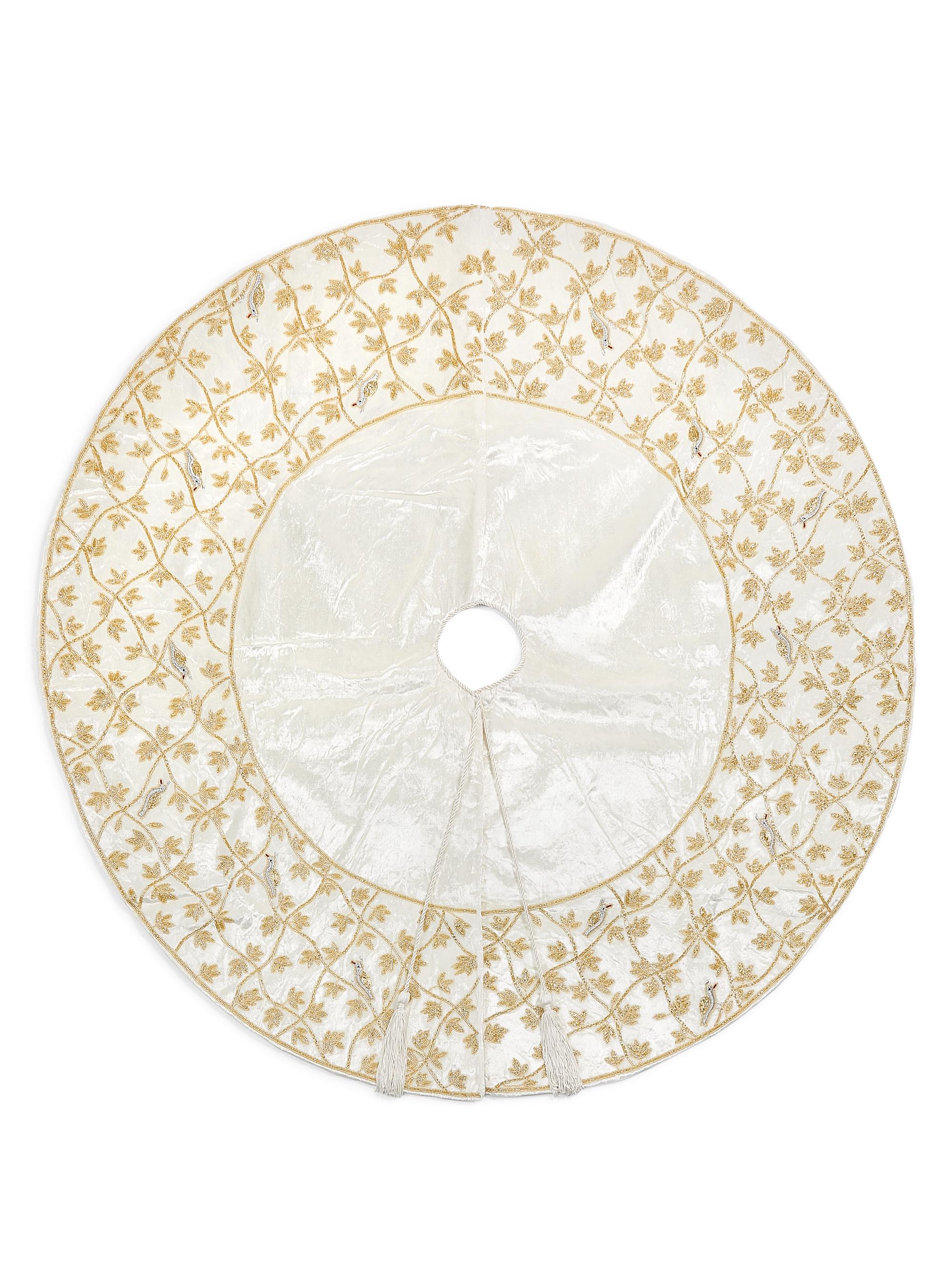 Sudha Pennathur Vine & Partridge Embroidered Metallic Tree Skirt