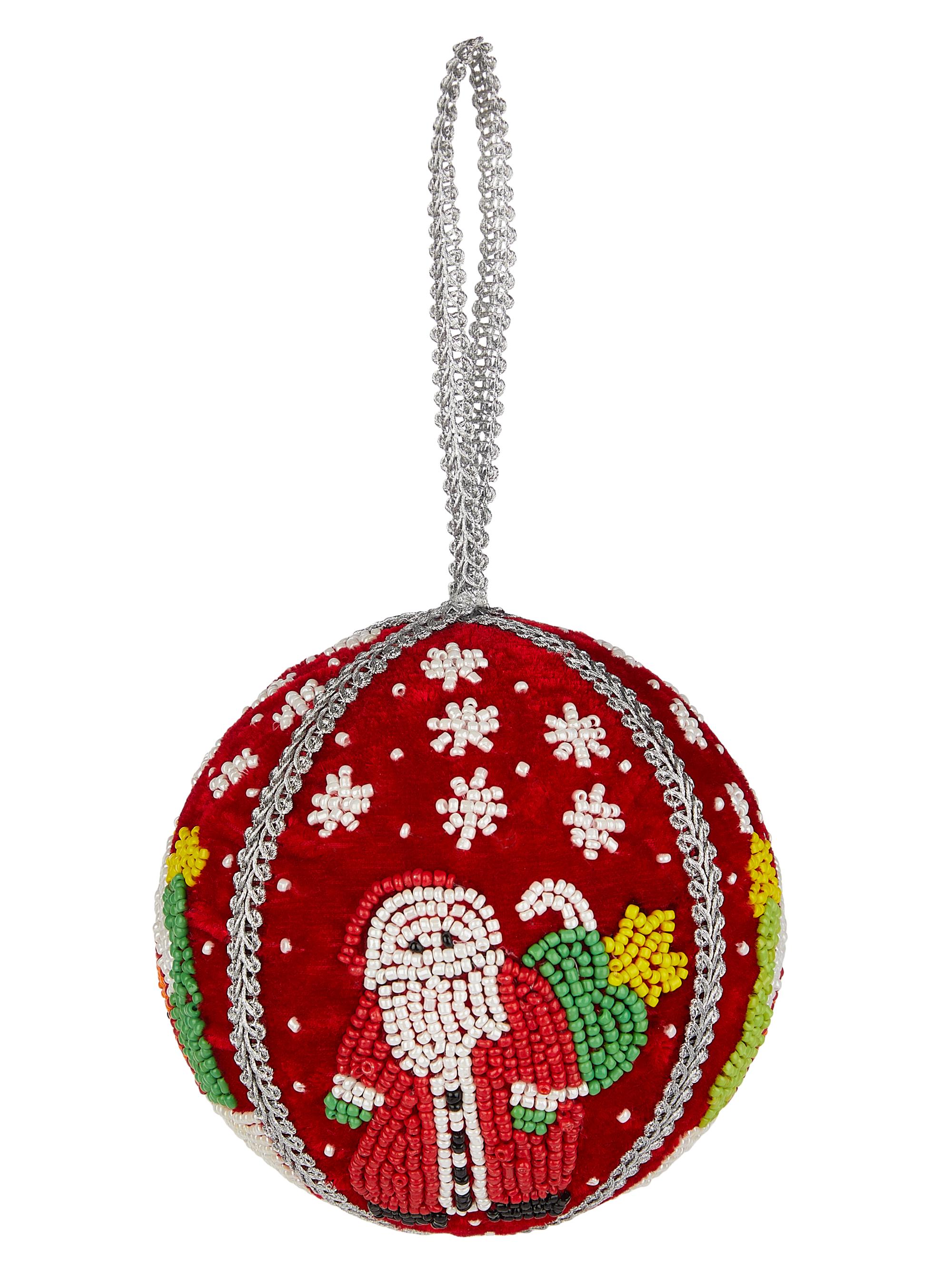 Sudha Pennathur Beaded Christmas Scene Ball Ornament