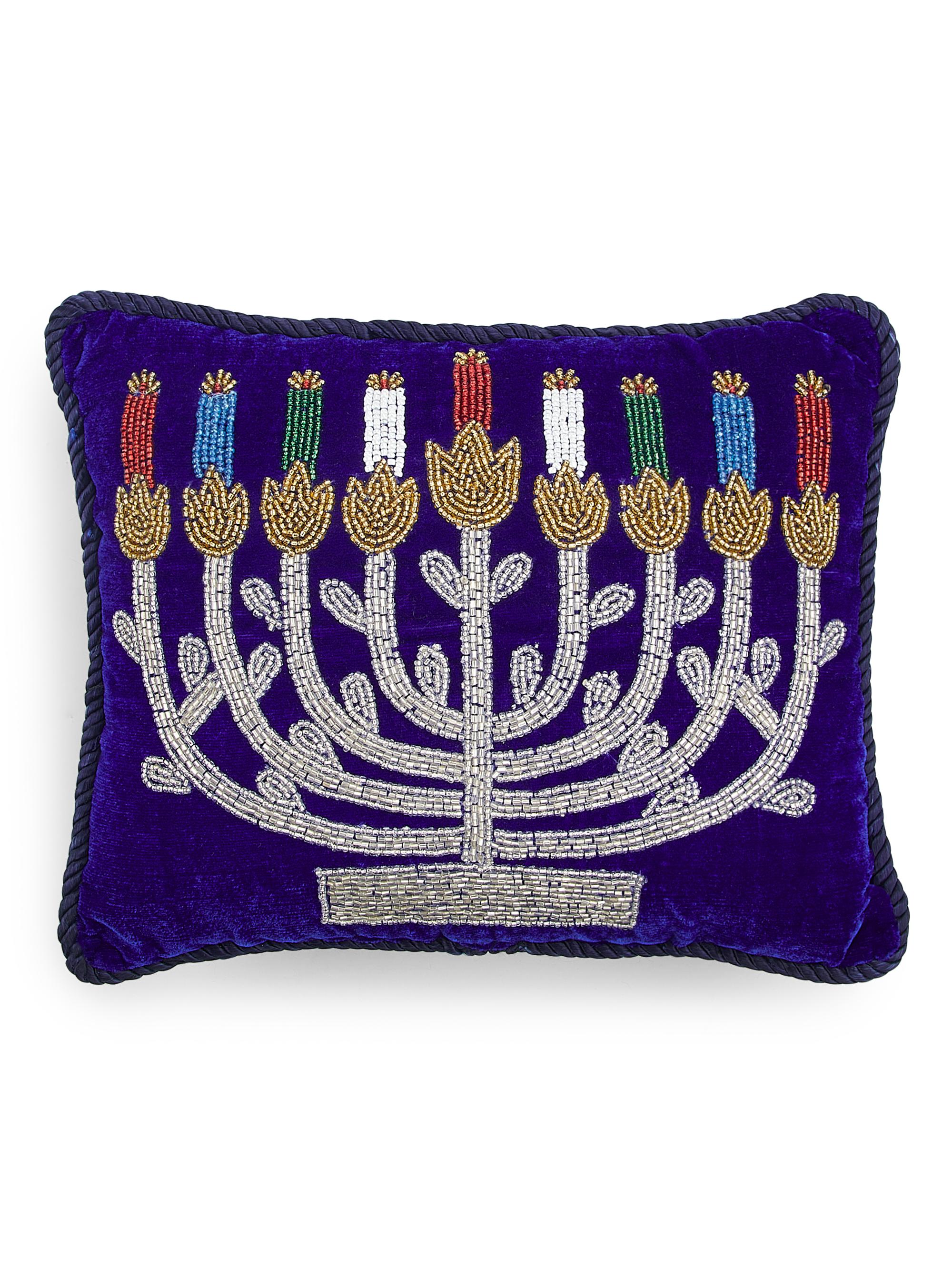 Sudha Pennathur Beaded Menorah Pillow