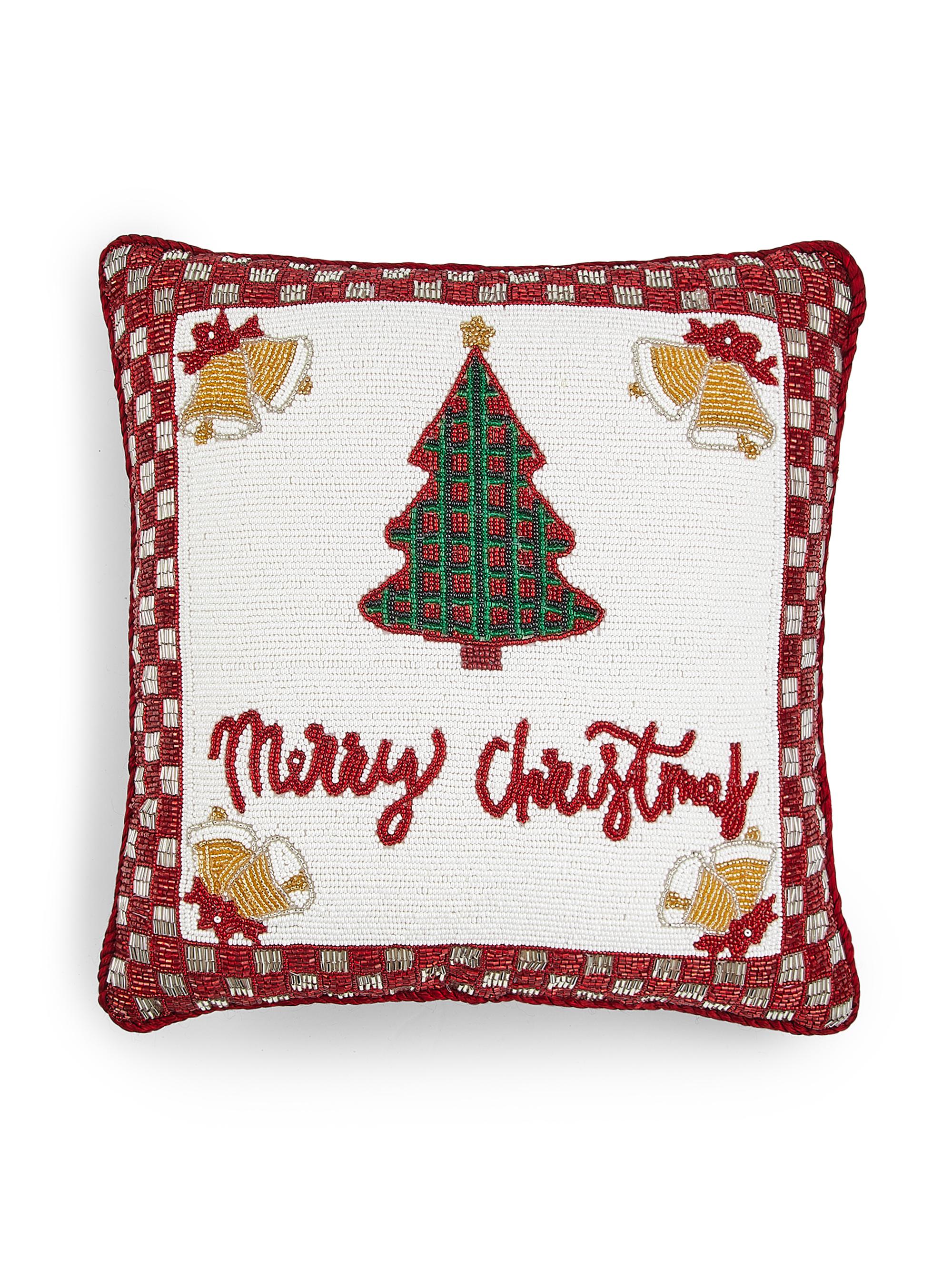 Sudha Pennathur Merry Christmas Beaded Pillow