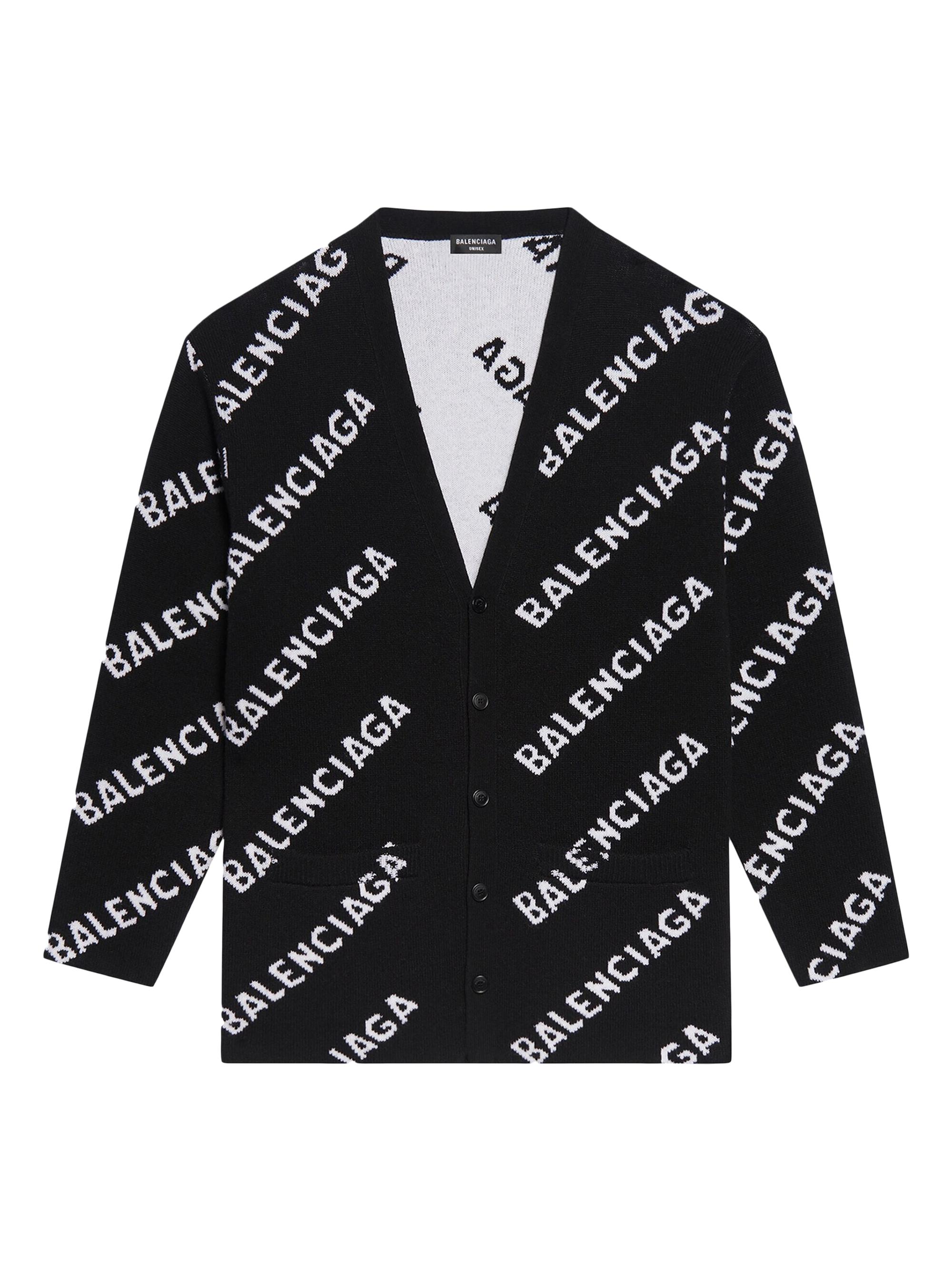 Balenciaga Men's Allover Logo Cardigan - Black White