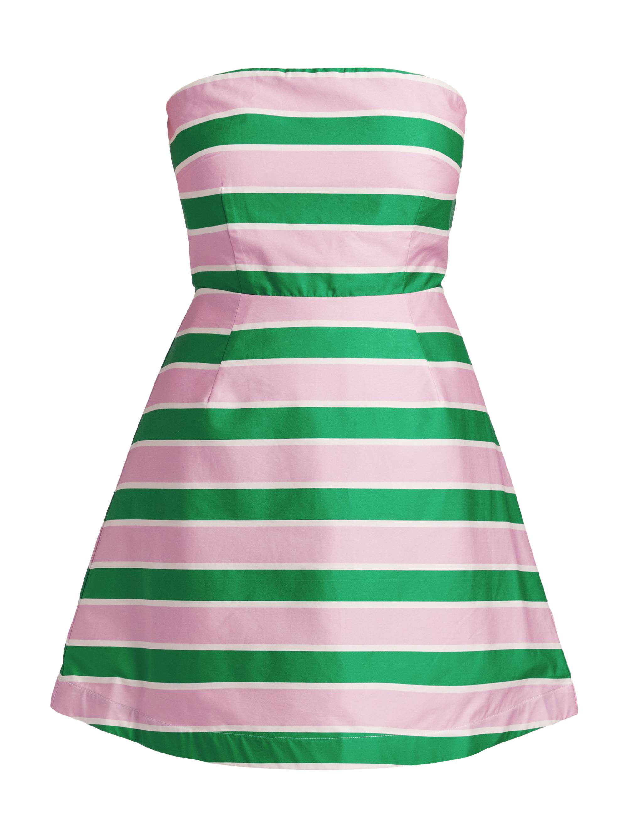 Aston Studio Women's Beatrix Striped Linen-Cotton Strapless Minidress - Baby Forest Stripe