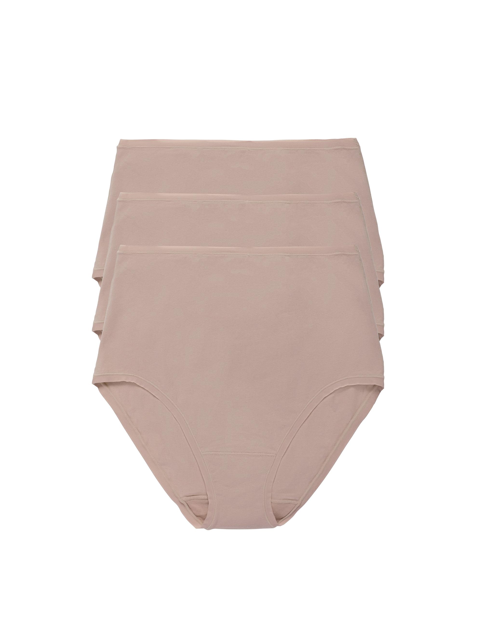 Natori Women's Bliss Bare Cotton High Waist Brief 3-Pack - Cafe