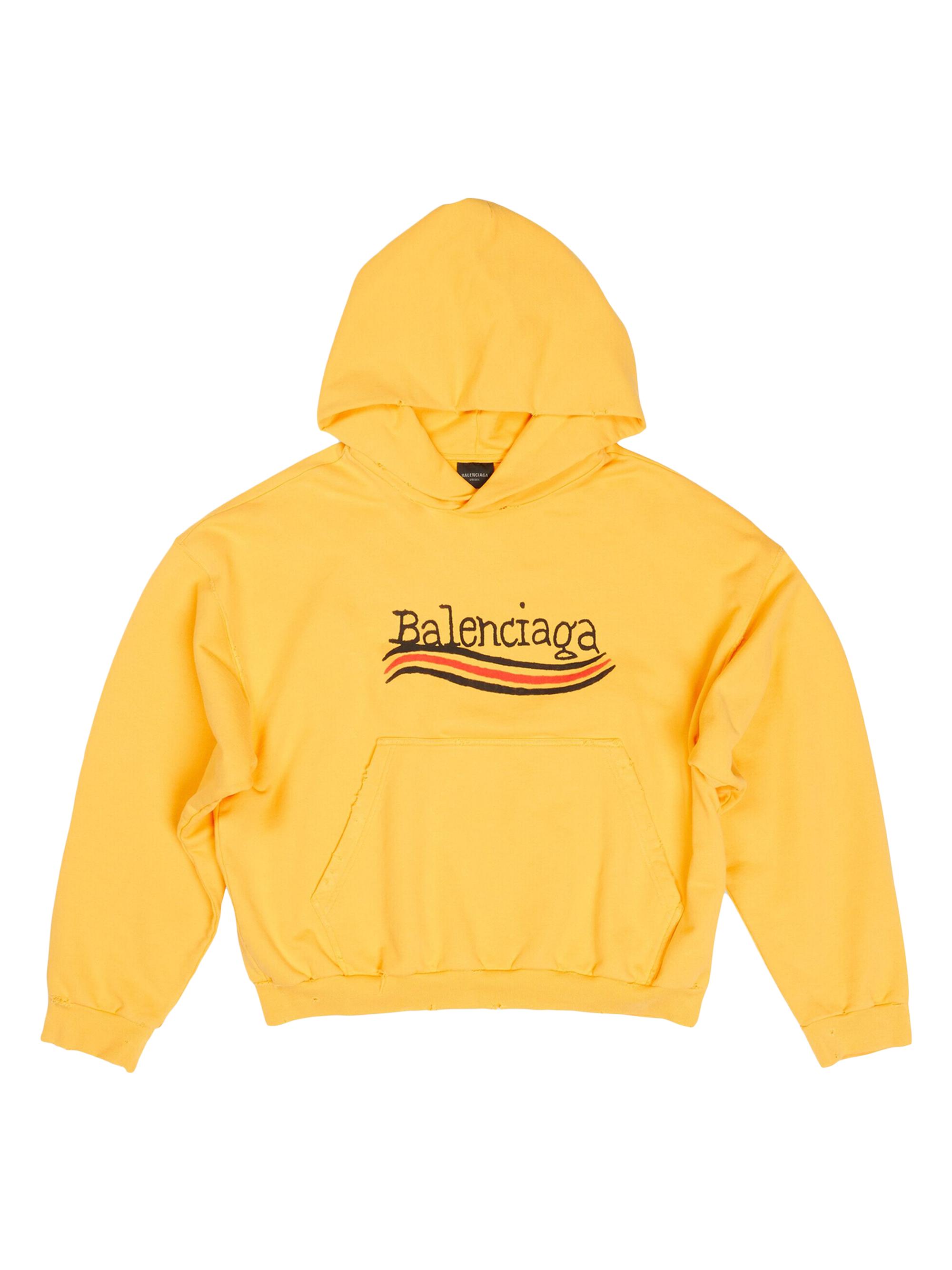 Balenciaga Women's Hand-Drawn Political Campaign Hoodie  Fit - Yellow