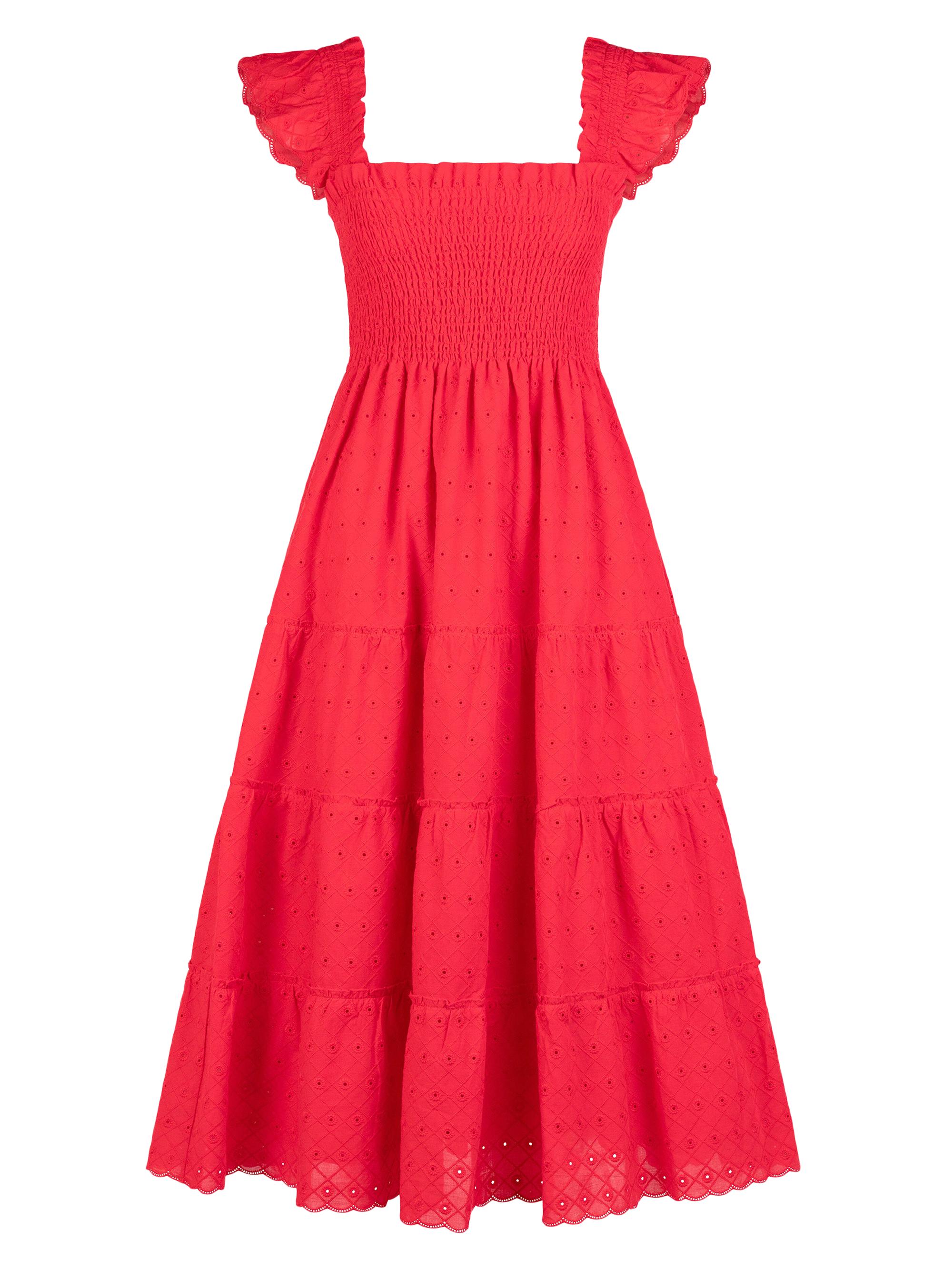 Hill House Home Women's The Ellie Nap Dress - Red Daisy Check Eyelet