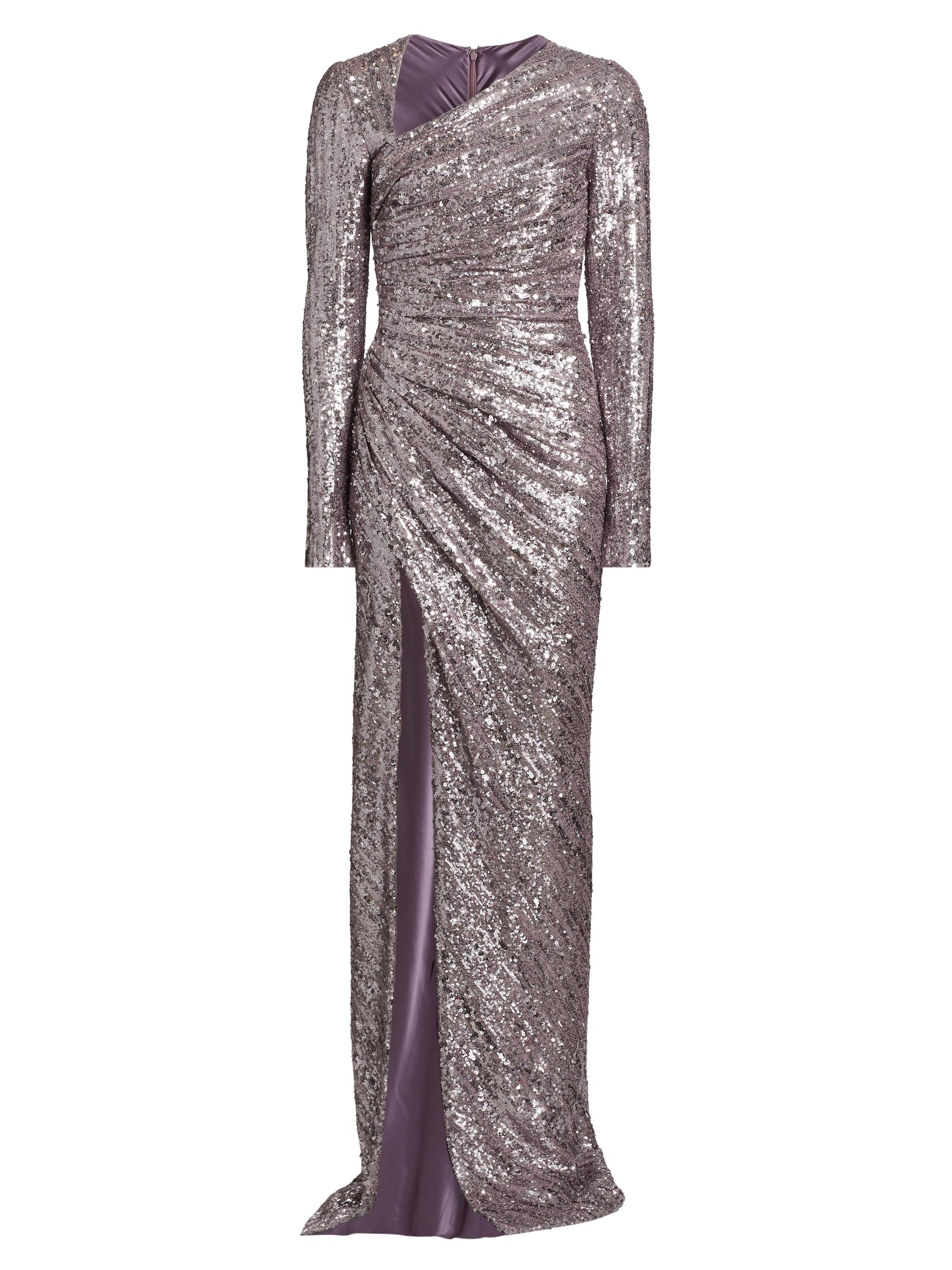 Pamella Roland Women's Sequined Ruched Gown - Wisteria