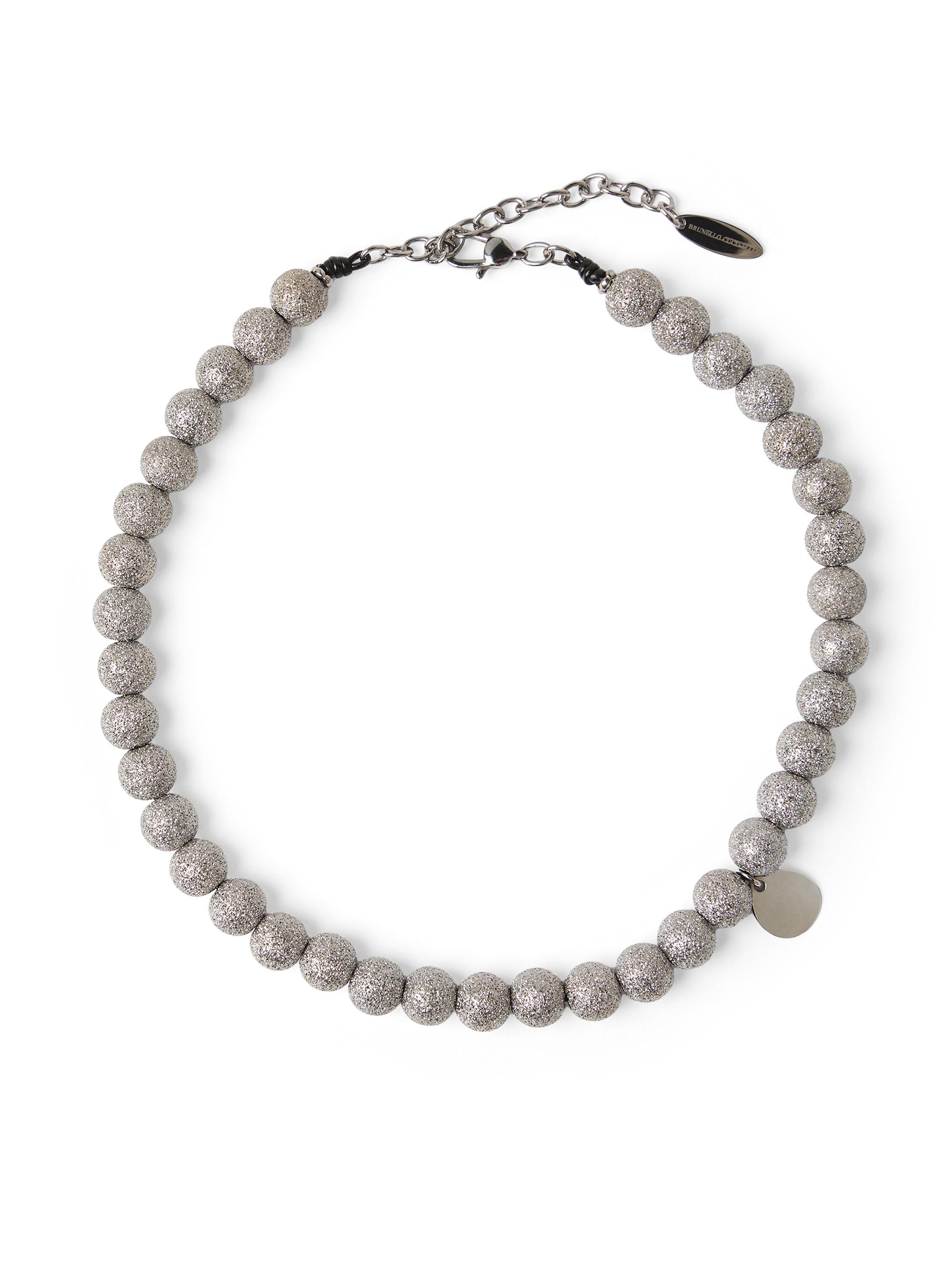 Brunello Cucinelli Women's Shimmer Bead Necklace in Sterling Silver - Light Grey