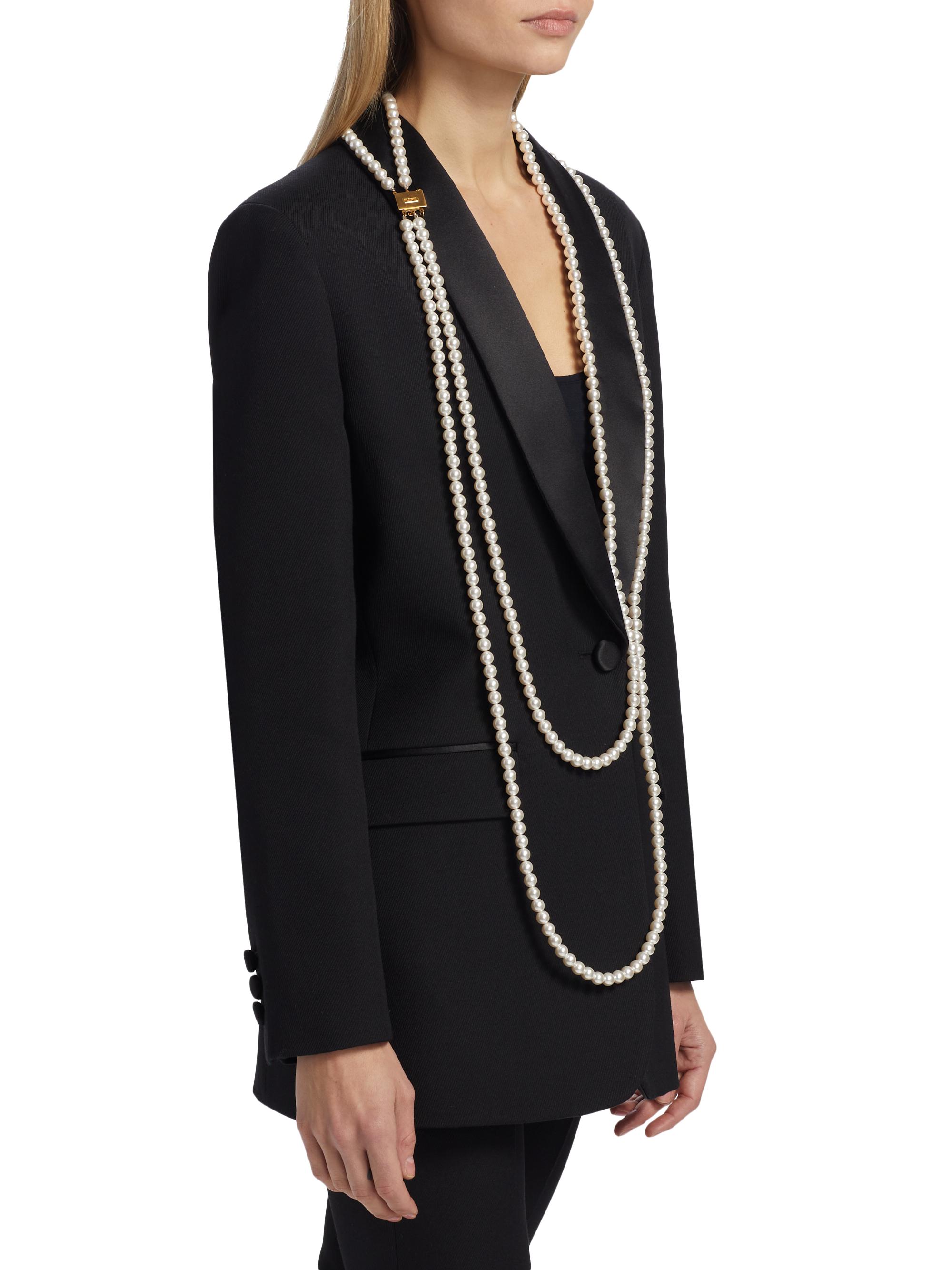 Moschino Pearl Necklace Wool-Blend Jacket | Saks Fifth Avenue