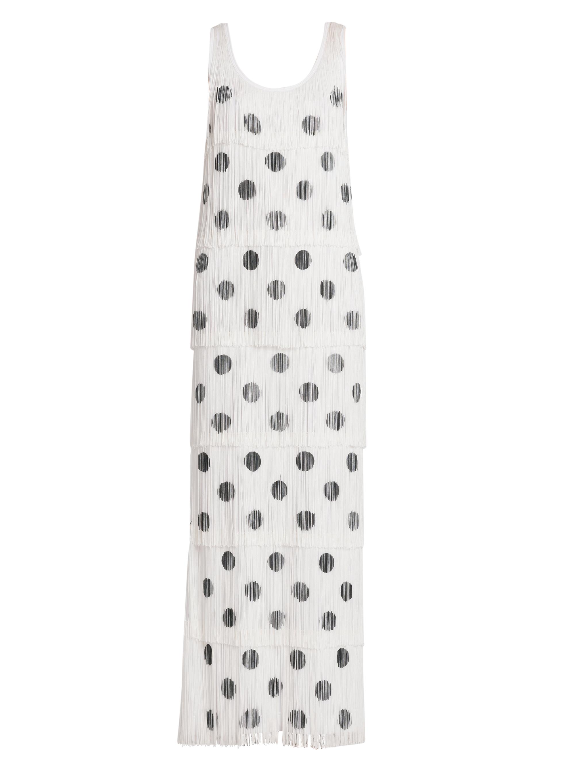 Moschino Women's Polka Dot Fringe Maxi Dress - Multi White