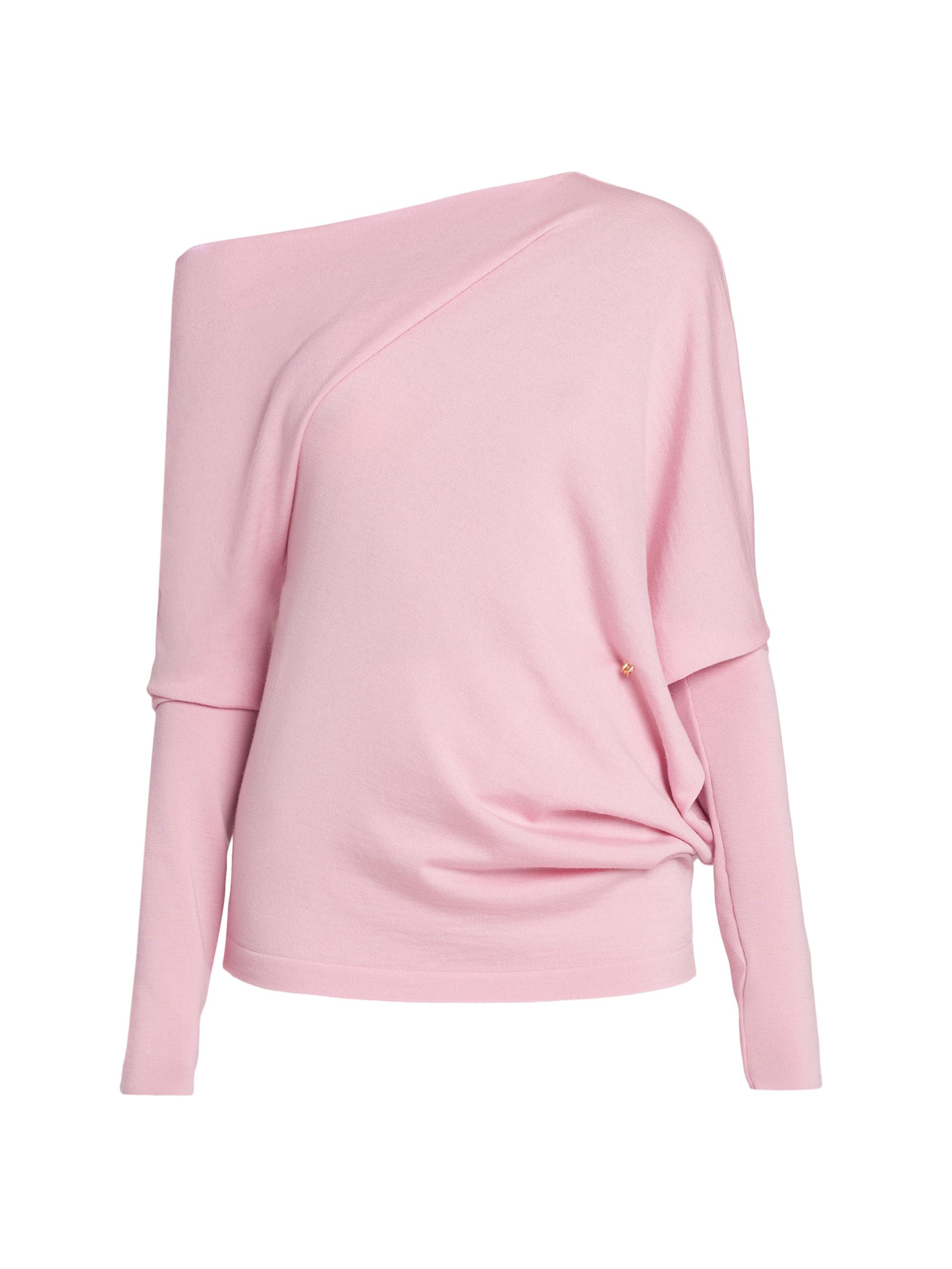 Moschino Women's One-Shoulder Wool Knit Top - Pink