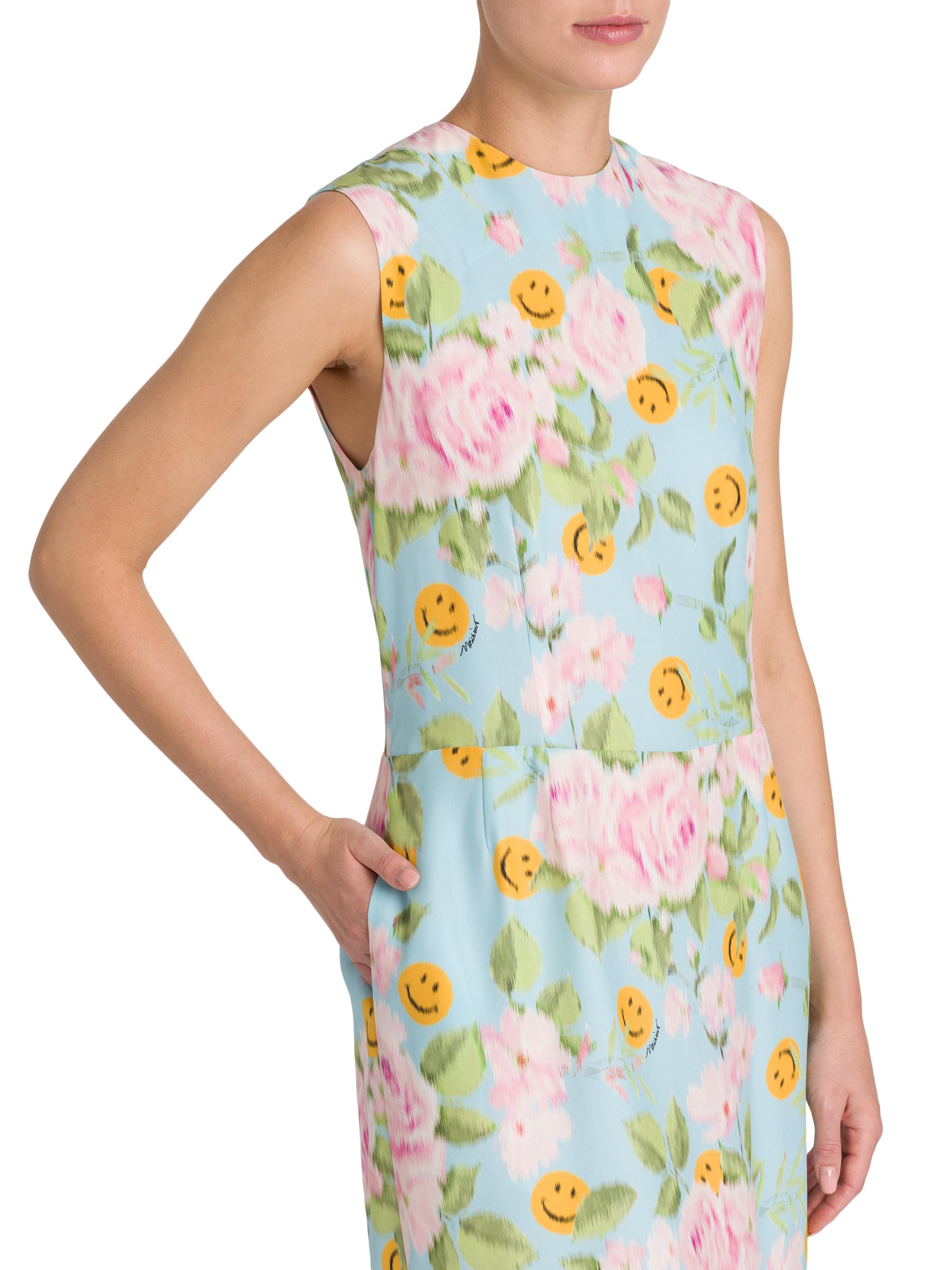 Moschino Smiley And Flower Print Silk Midi-Dress | Saks Fifth Avenue