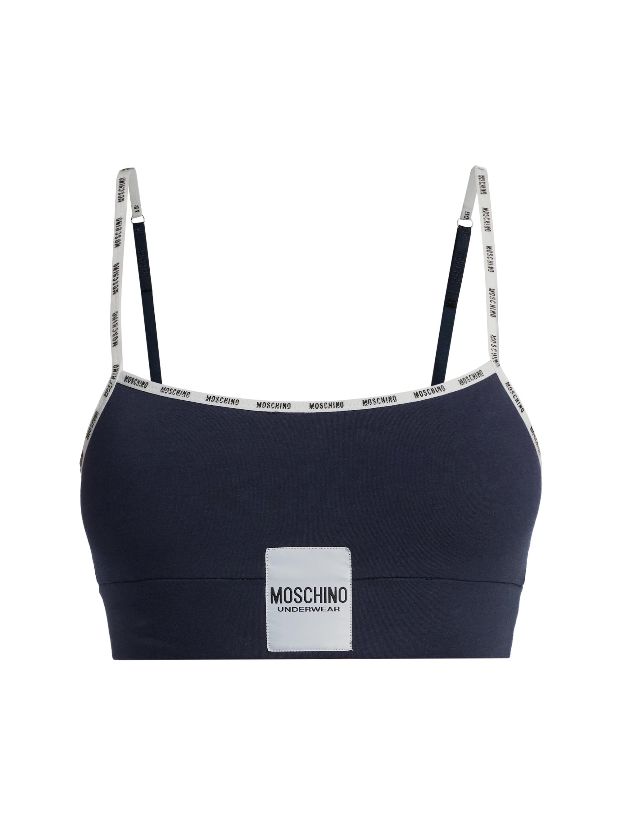 Moschino Women's Logo Cotton Bandeau Top - Blue