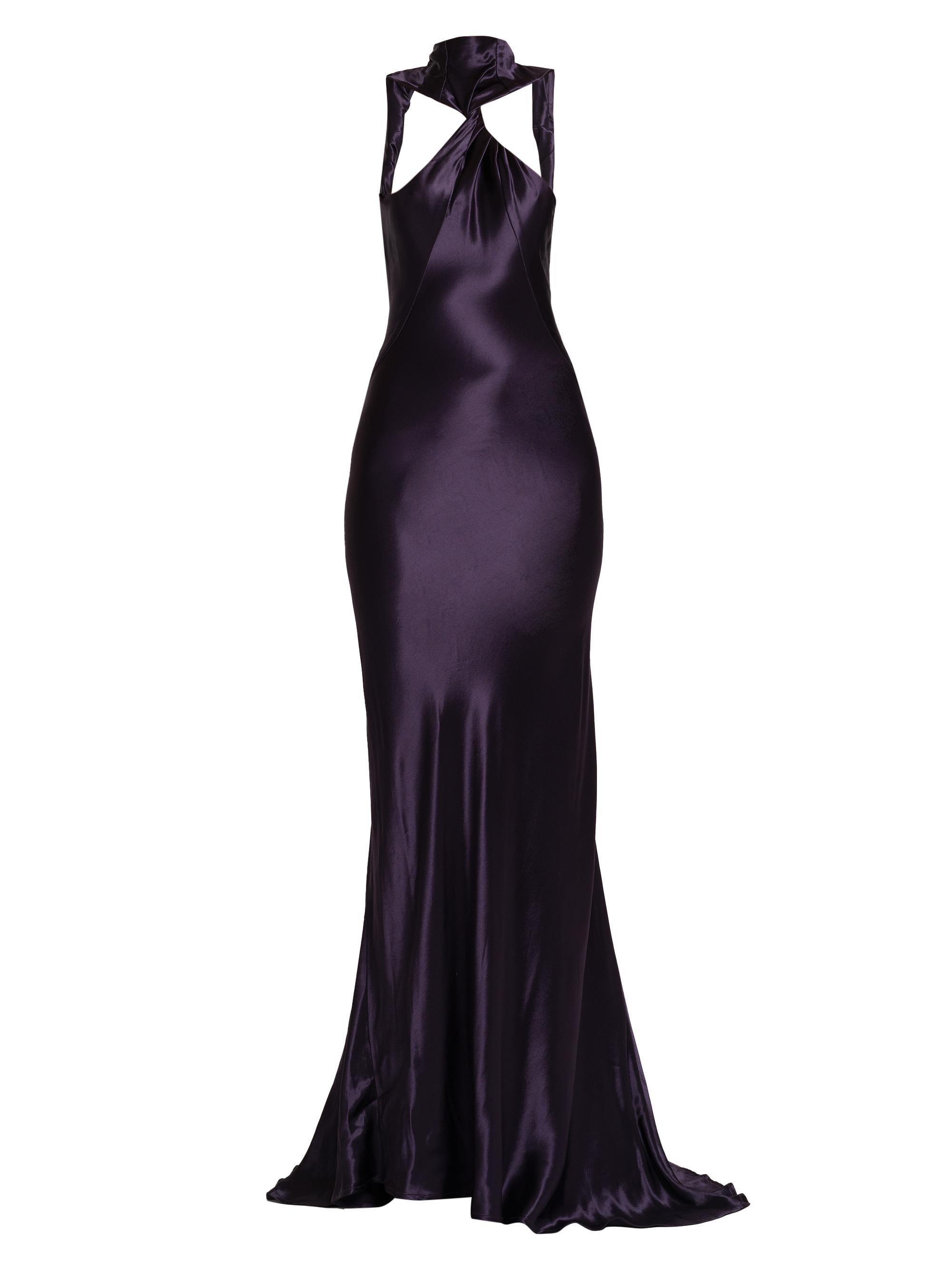 The Attico Women's Satin Twisted Halter Gown - Dark Purple