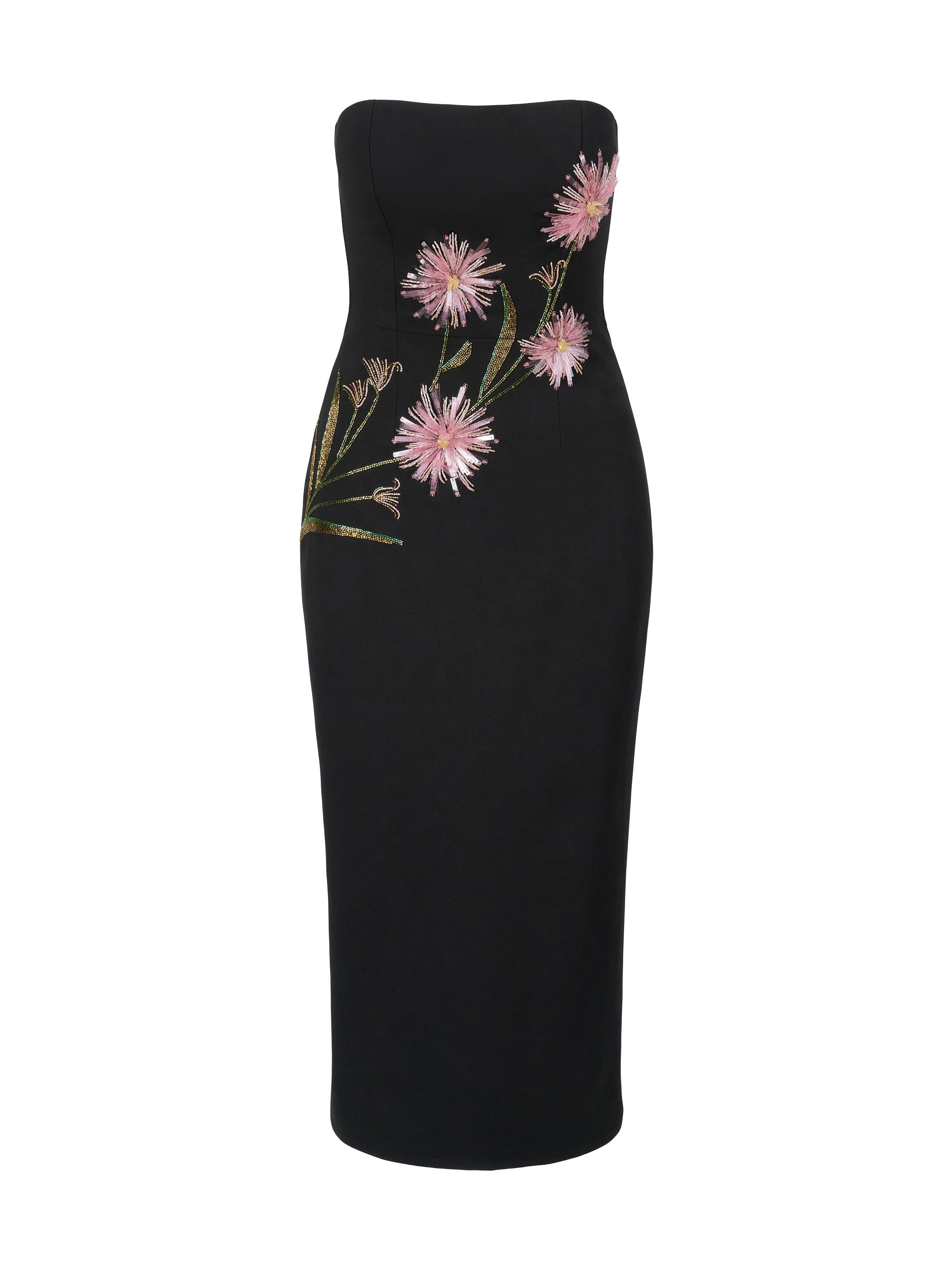 Staud Women's Brooke Floral Beaded Ponte Sheath Dress - Dahlia Daydream Black