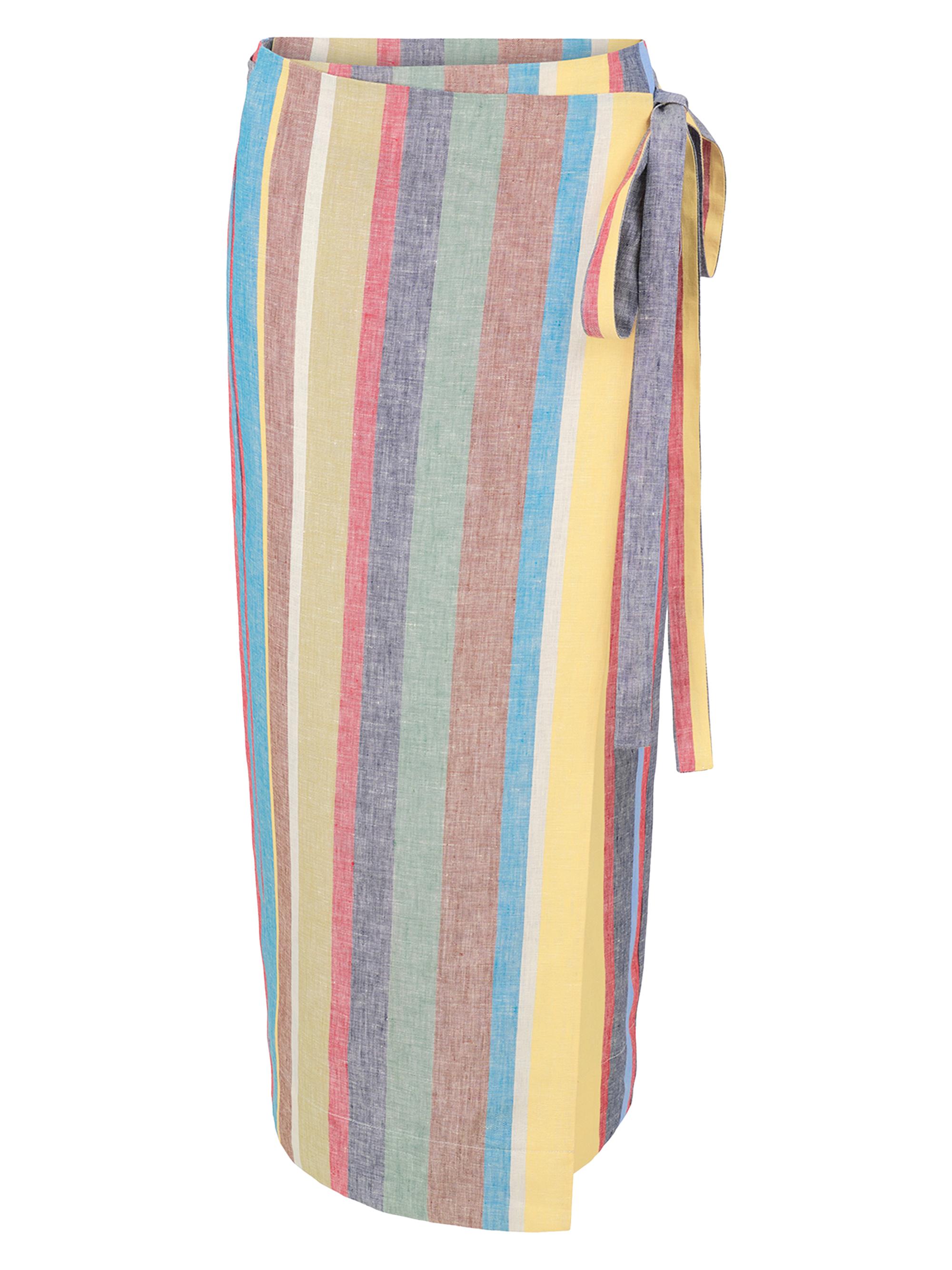 Staud Women's Kaitlin Striped Linen Wrap Skirt - Market Stripe