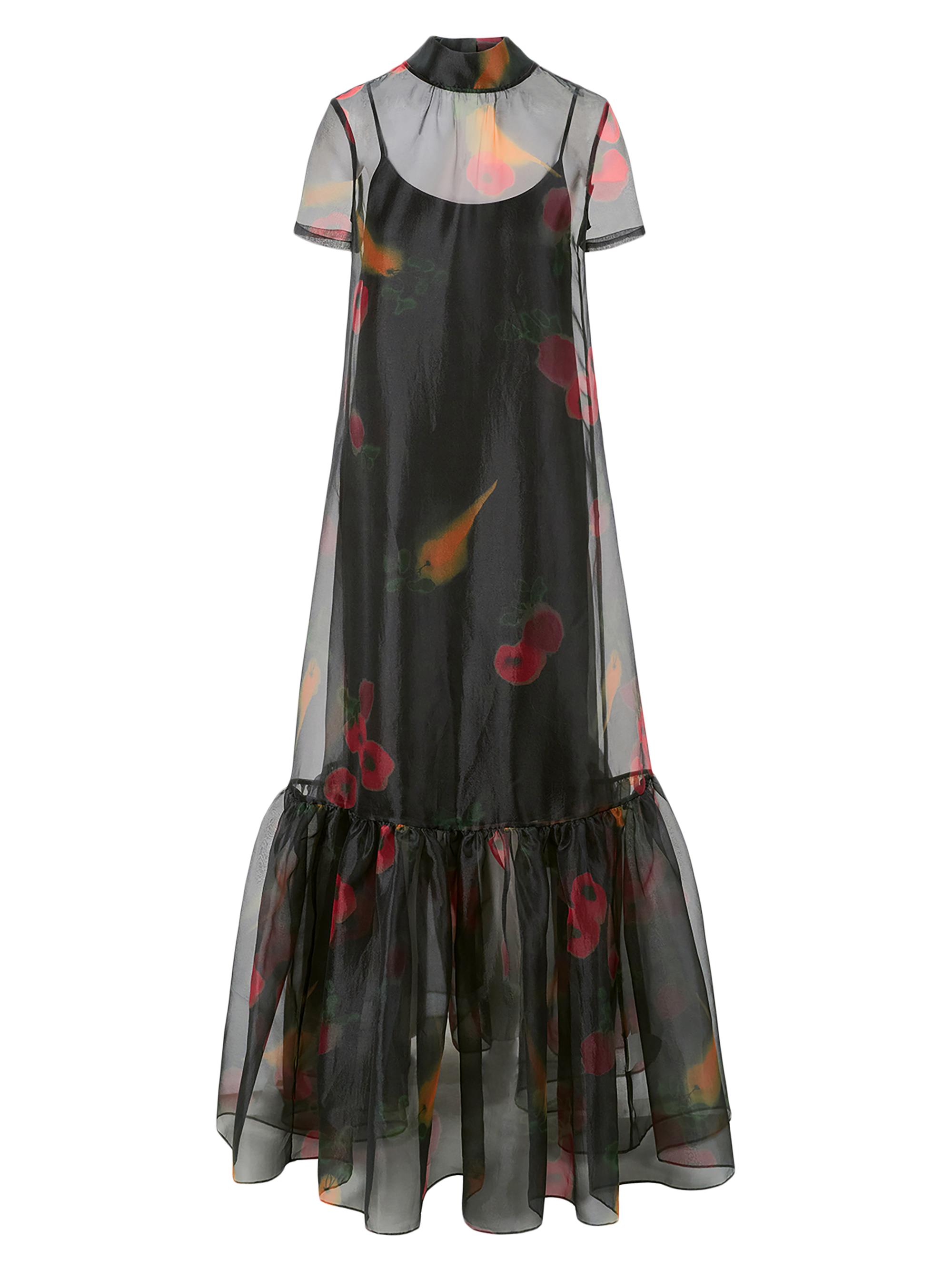 Staud Women's Calluna Printed Organza Dress - Farmers Market Black