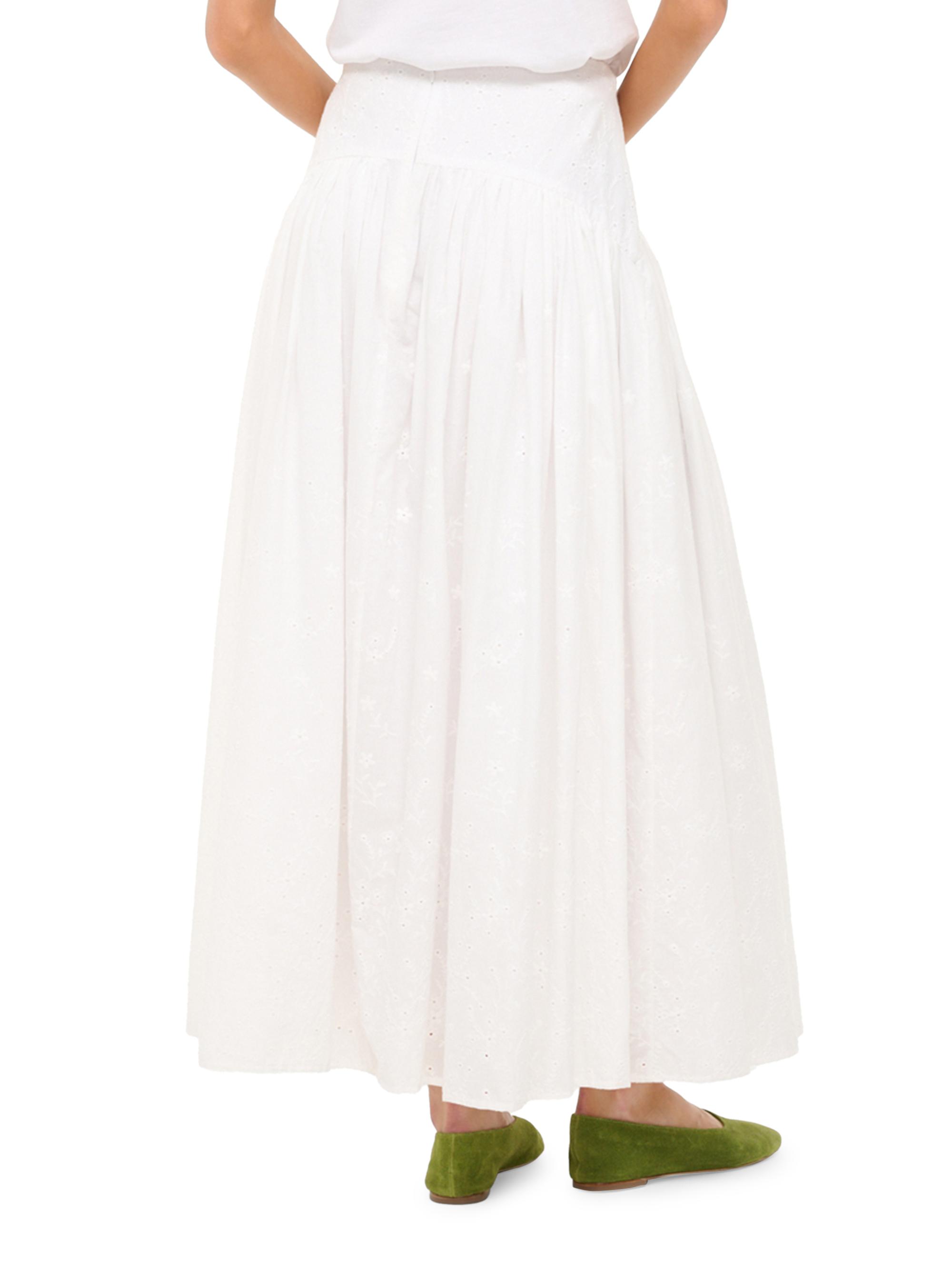 Staud Procida Pleated Eyelet Maxi Skirt | Saks Fifth Avenue