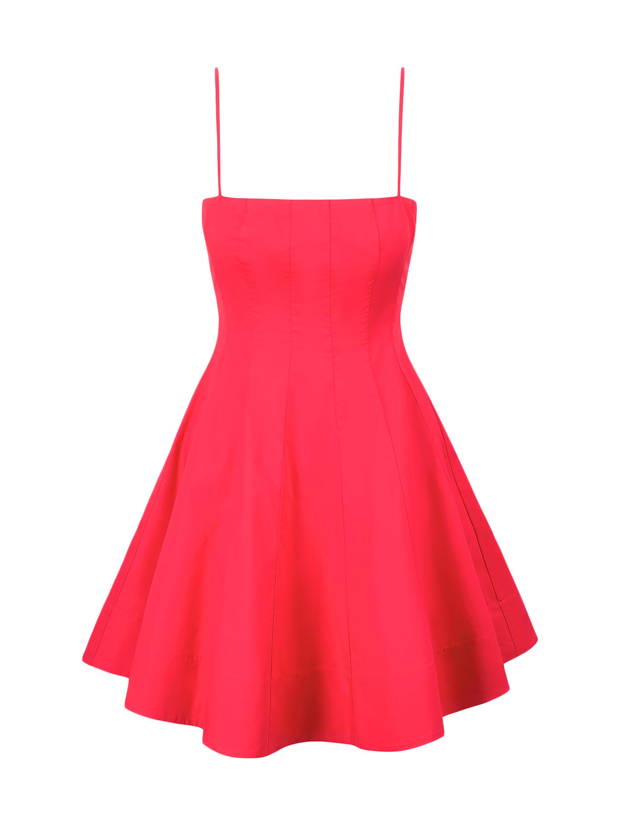 Staud Women's Wylie Cotton Poplin Fit & Flare Minidress - Cherry