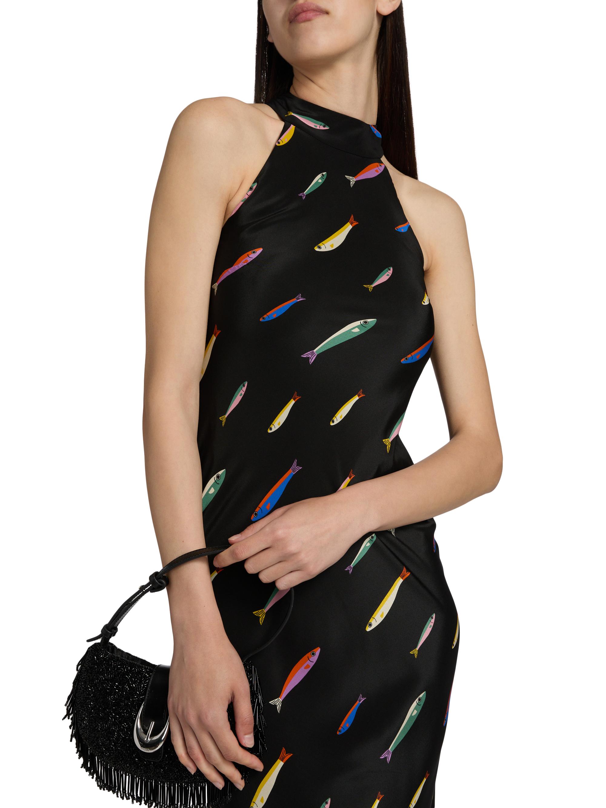 staud fish dress Staud Crudite Vegetable-Print Fishtail-Hem Linen Midi Dress – Ms.  Thriftaholic