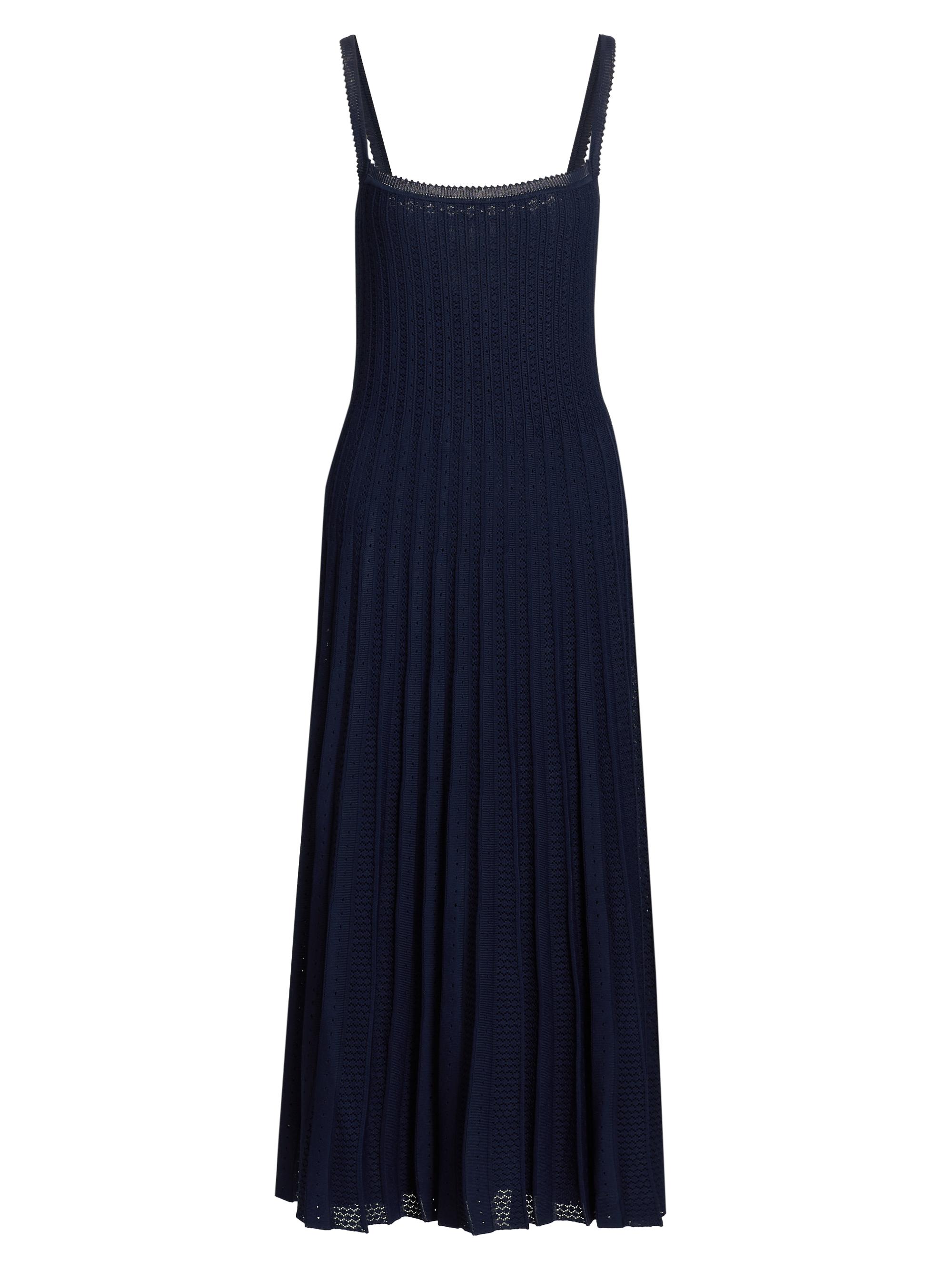Staud Women's Ellen Pointelle Pleated Midi-Dress - Navy