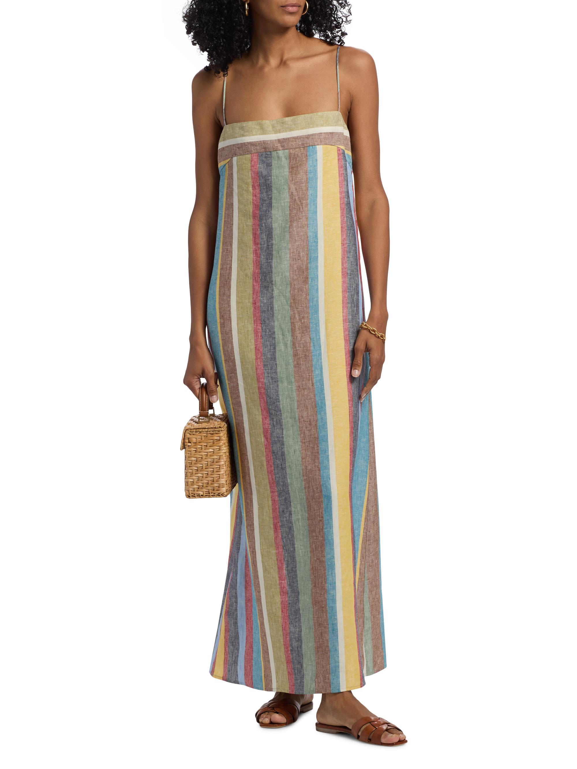 chinese dress ladies STAUD Women's Laura Linen Dress, Market Stripe, S at Amazon Women's  Clothing store main image 0