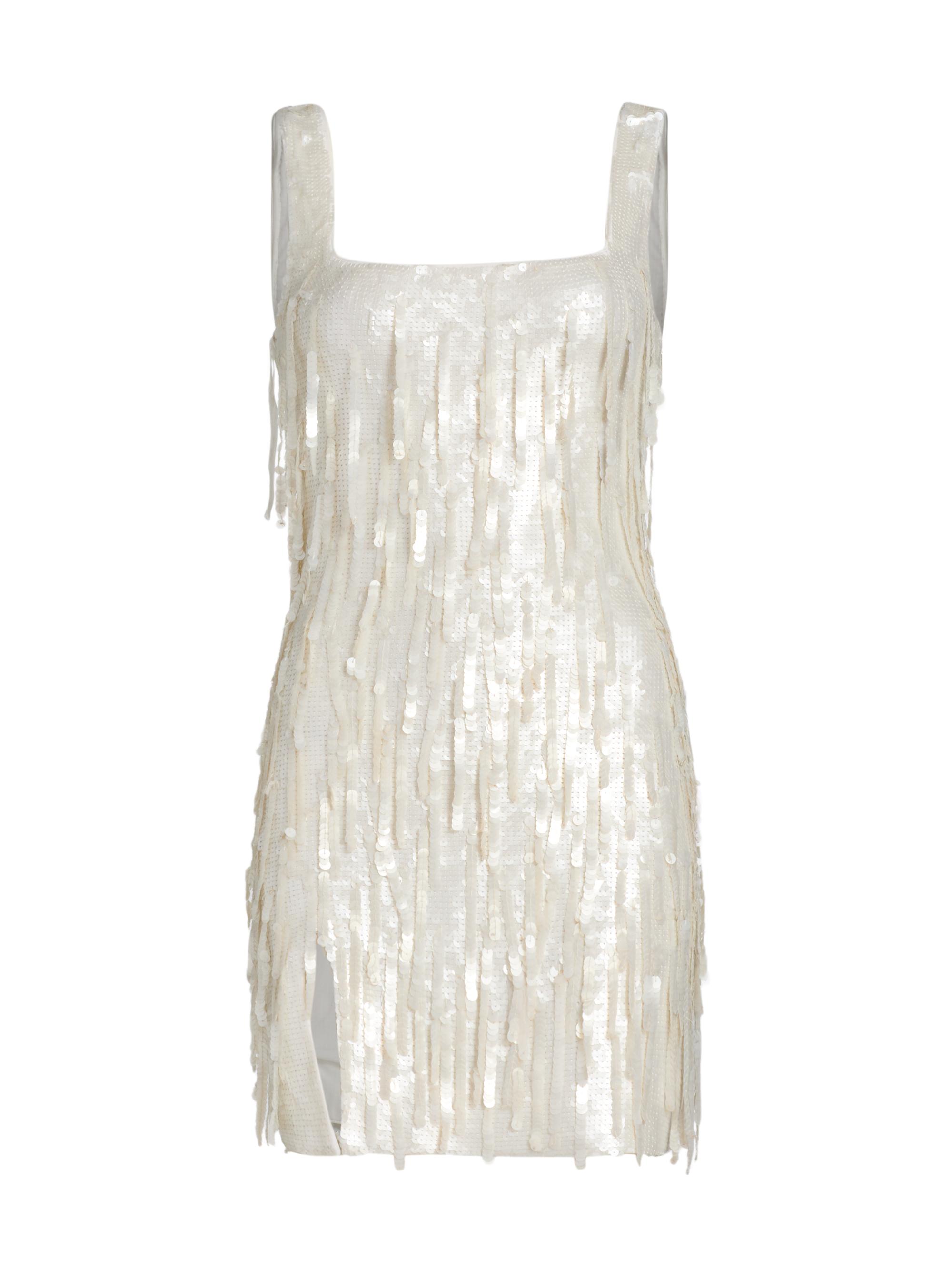 Staud Women's Le Sable Sequined Fringe-Trimmed Minidress - Pearl