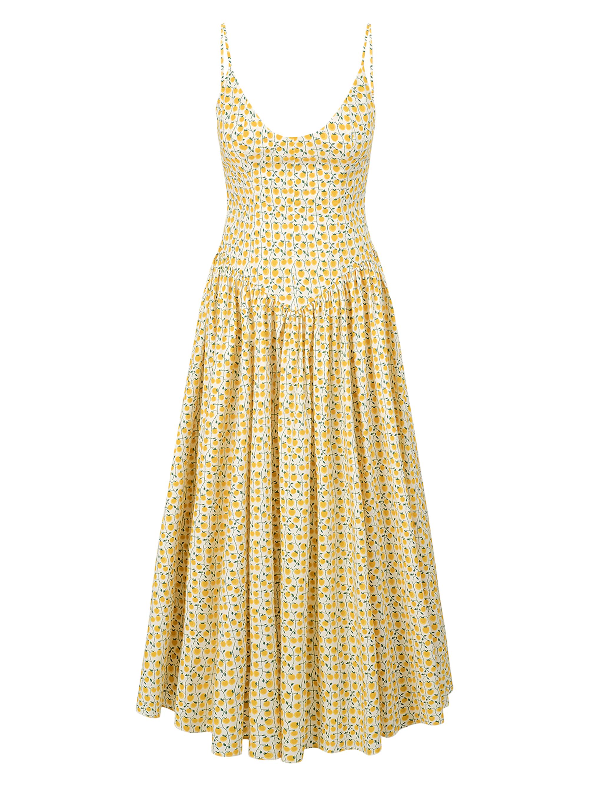 Staud Women's Dena Lemon Print Poplin Maxi Dress - On The Vine Golden