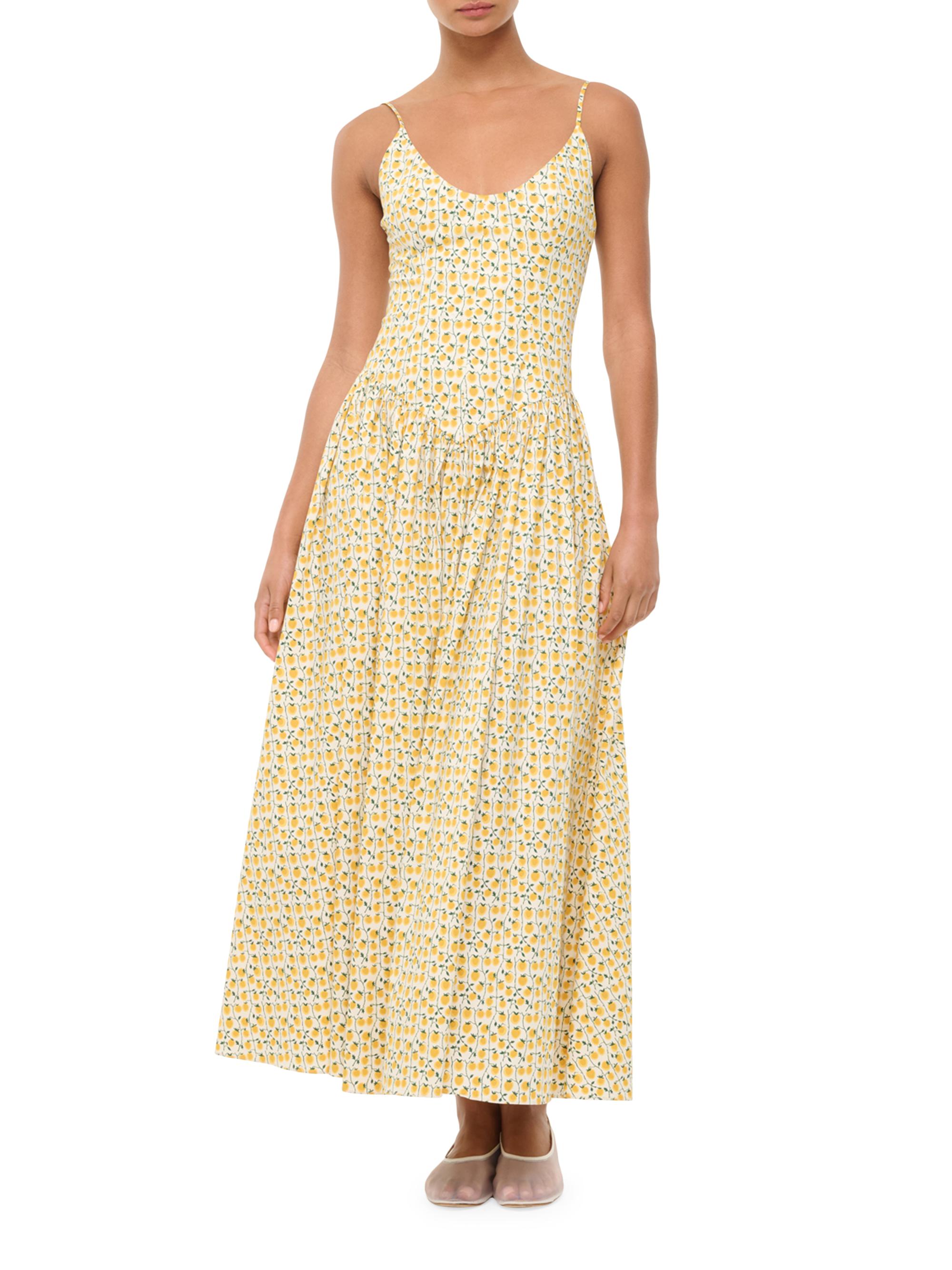 Staud Dena Lemon Print Poplin Maxi Dress | Saks Fifth Avenue