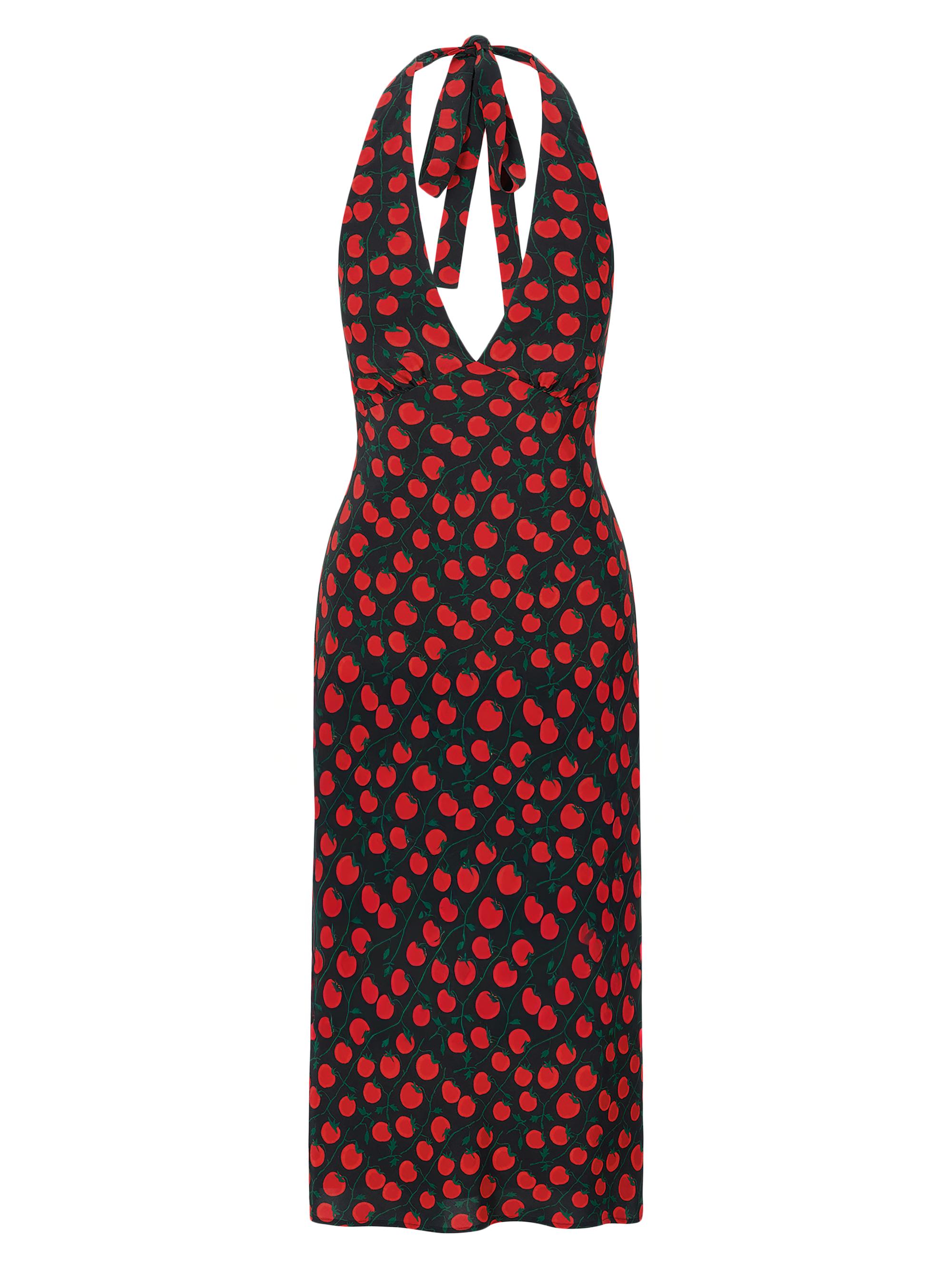 Staud Women's Lucca Printed Crepe Halter Midi-Dress - On The Vine Black
