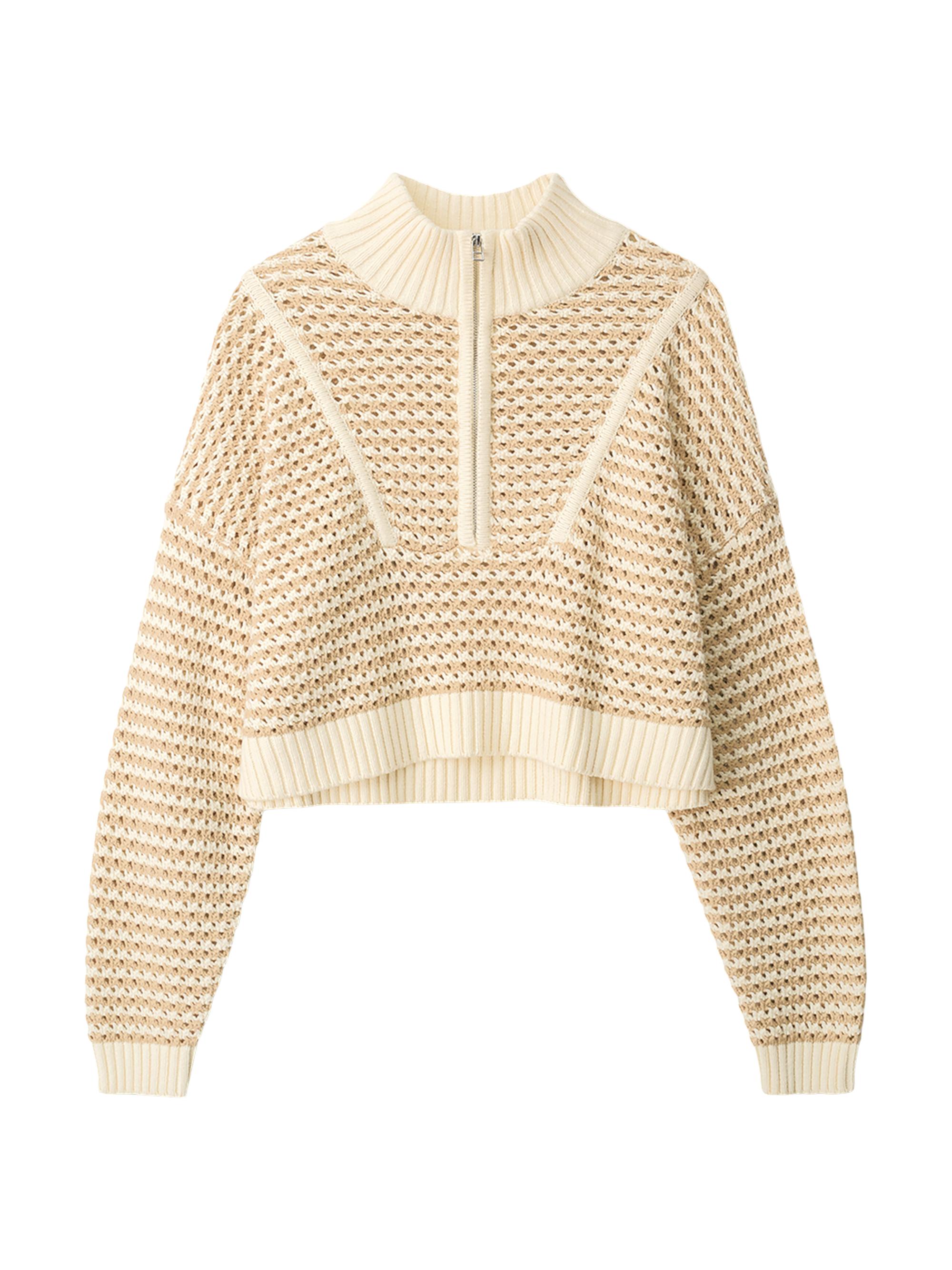 Staud Women's Hampton Striped Crochet Sweater - Breeze Creme