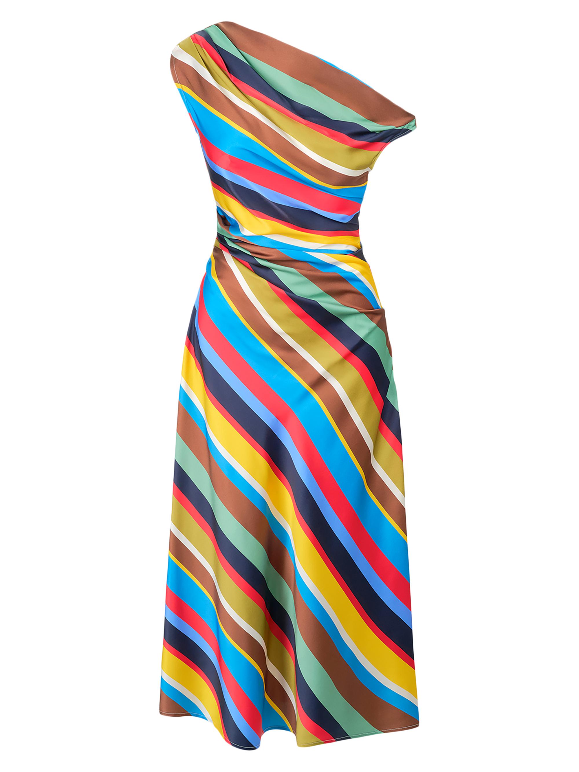 Staud Women's Phare Draped Striped Stretch-Silk Maxi Dress - Market Stripe