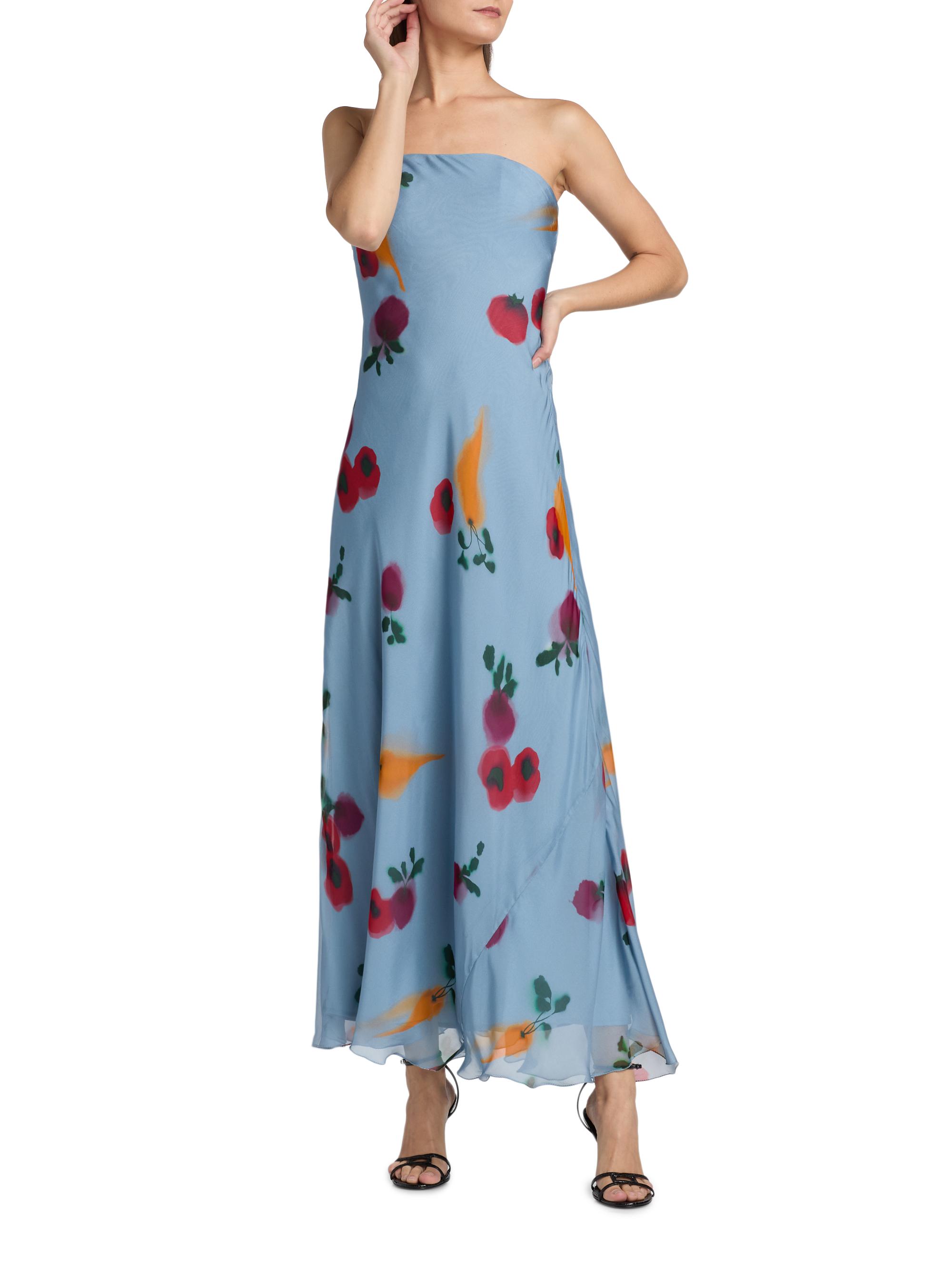 Staud Women's Cassie Chiffon Strapless Maxi Dress - Farmers Market Slate - Size 10