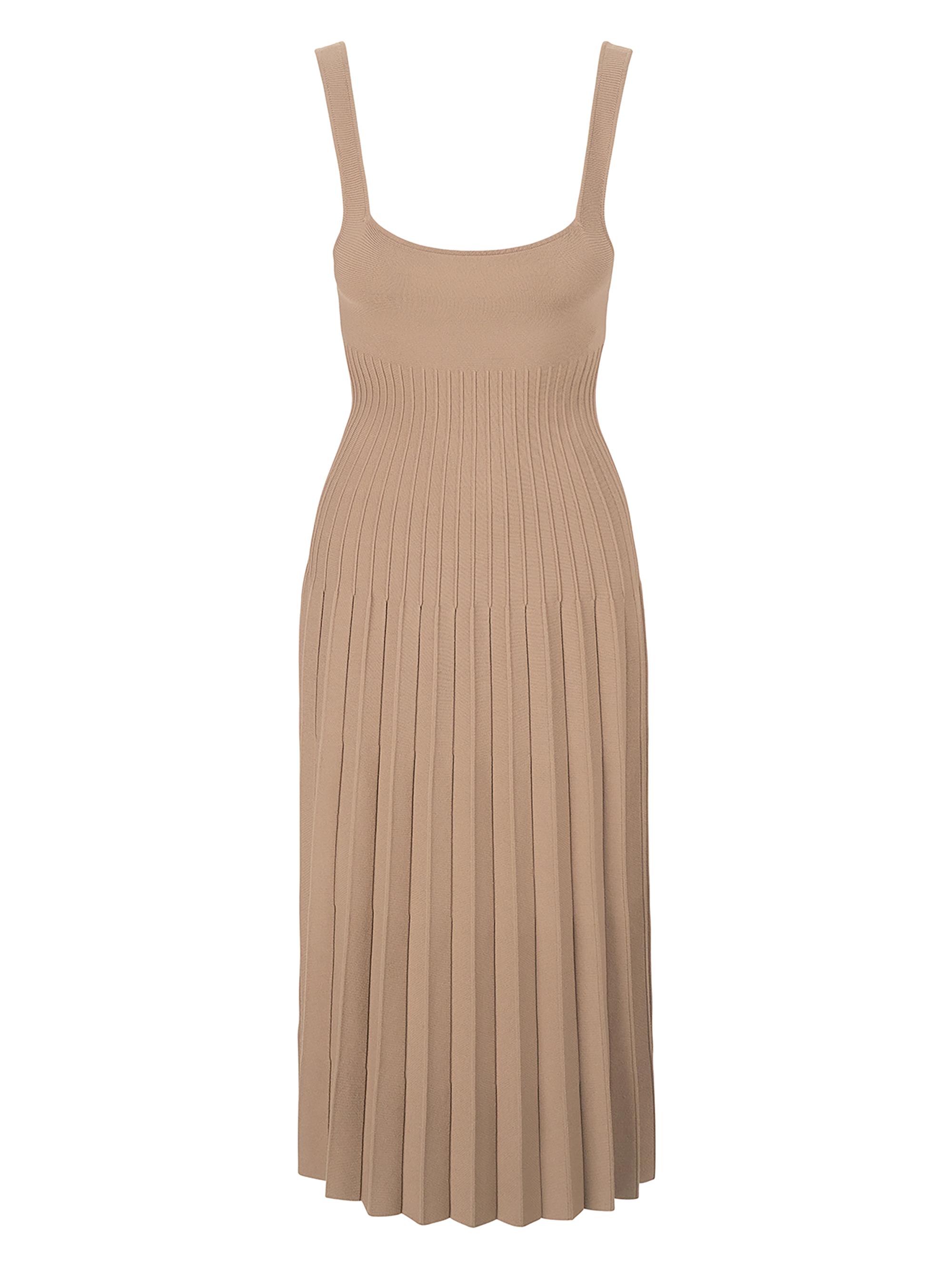 Staud Women's Ellison Compact-Knit Midi-Dress - Taupe