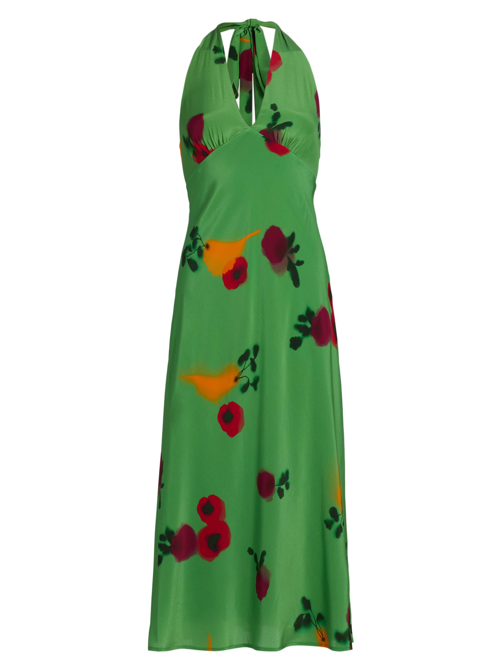 Staud Women's Lucca Tomato Silk Midi-Dress - Farmers Market Leaf