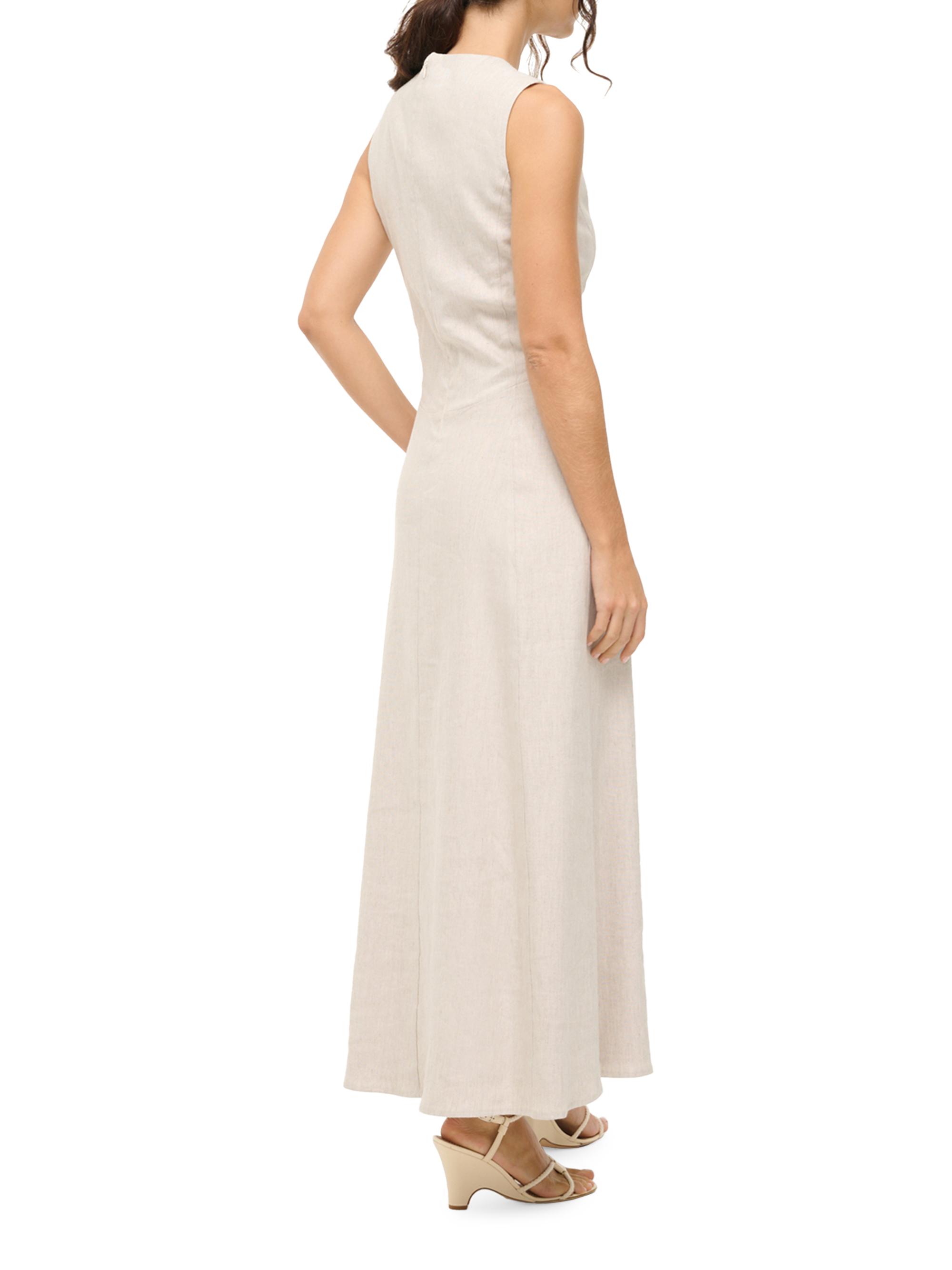 chinese dress ladies STAUD LAURA LINEN DRESS SAHARA STRIPE