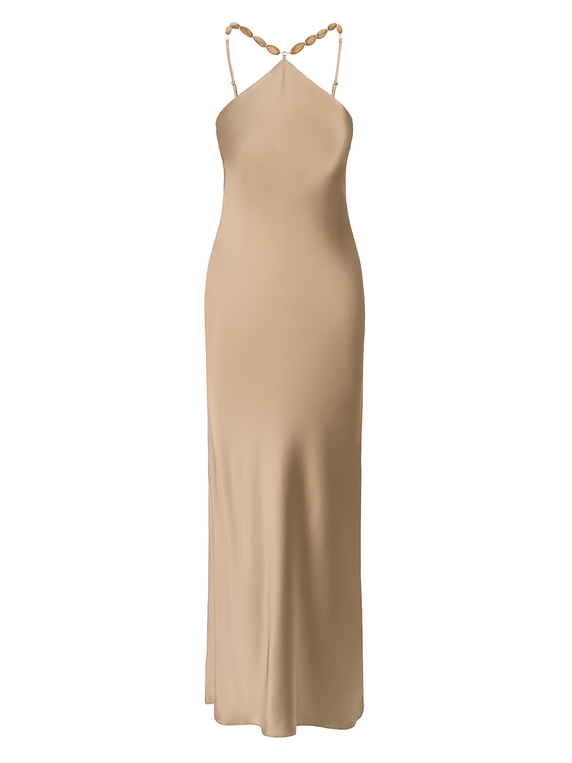 Staud Women's Cadence Beaded Satin Maxi Dress - Dune